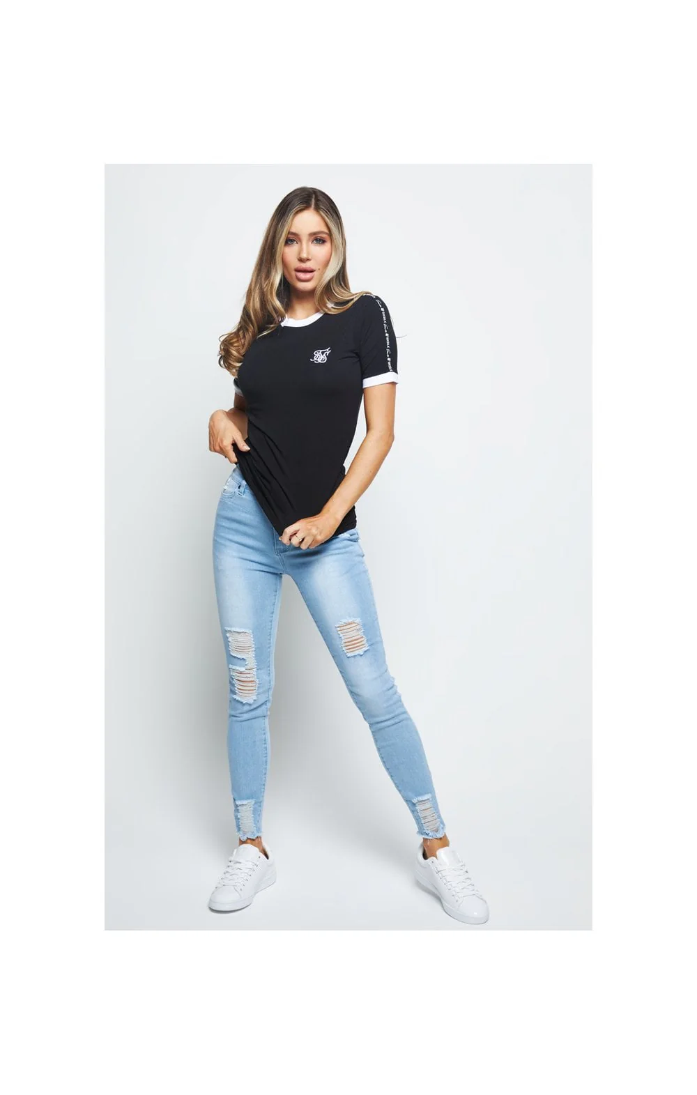 SikSilk Fusion Ringer Tee - Jet Black - Image 6