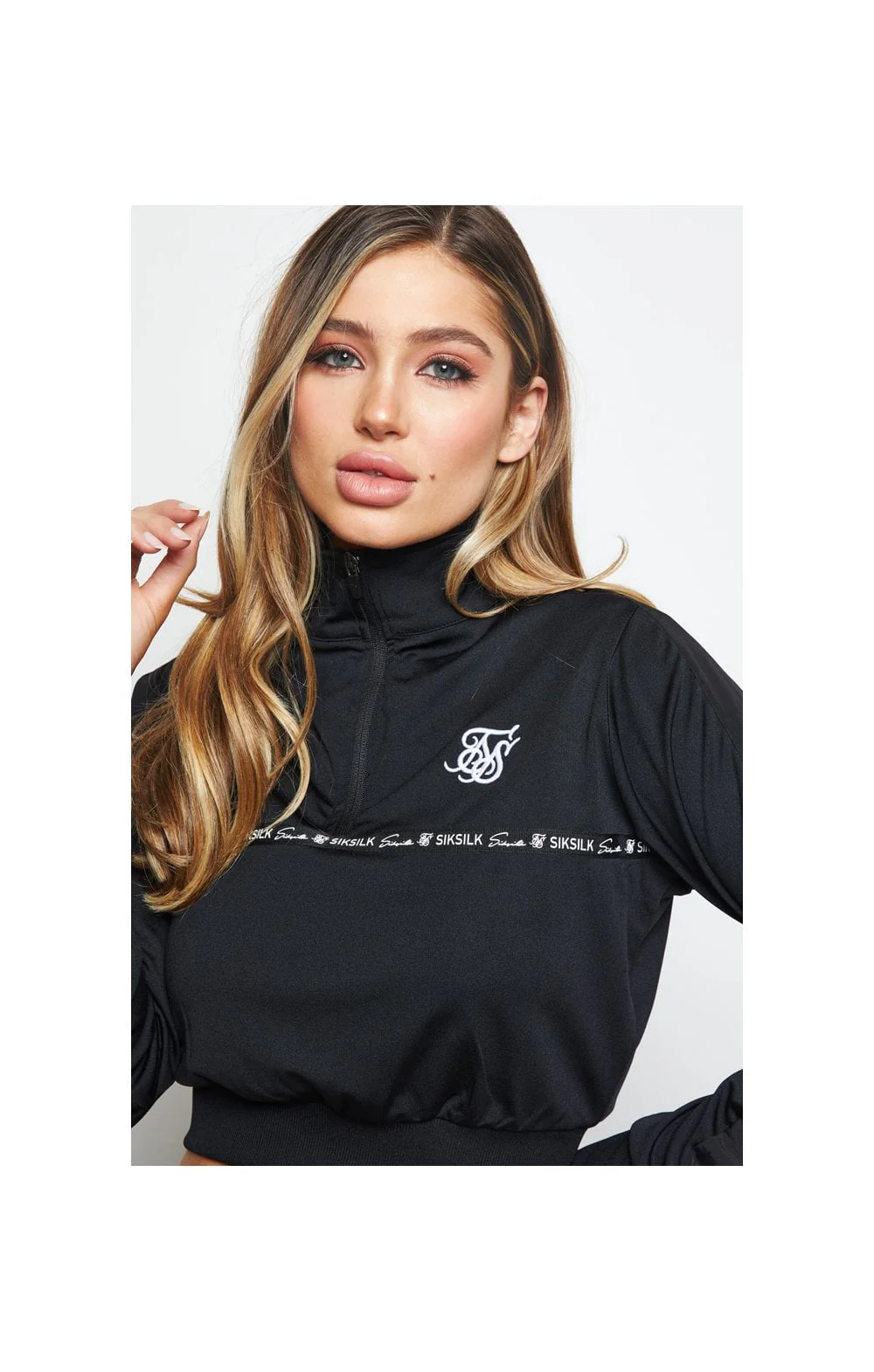 SikSilk Fusion Track Top - Jet Black - Image 2
