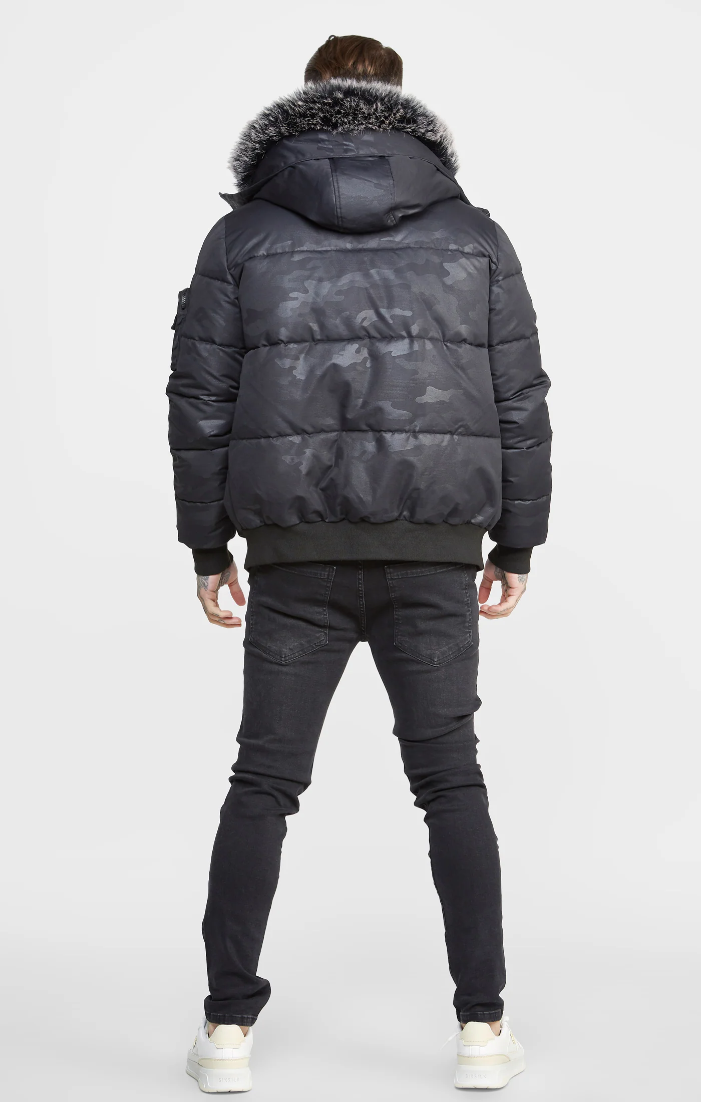 Black Gloss Camouflage Bomber Jacket - Image 5