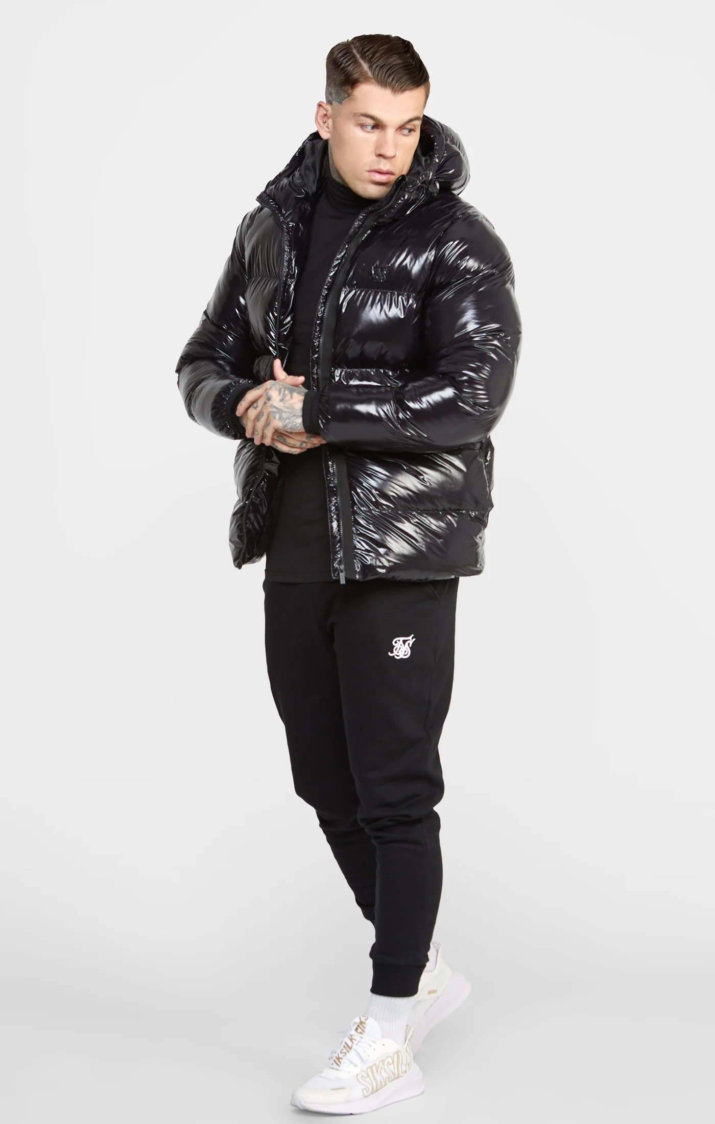 Black Gloss Puffer Jacket - Image 3