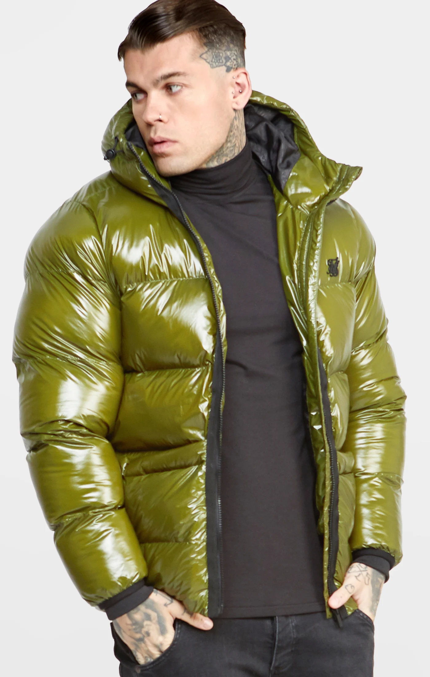 Khaki Gloss Puffer Jacket