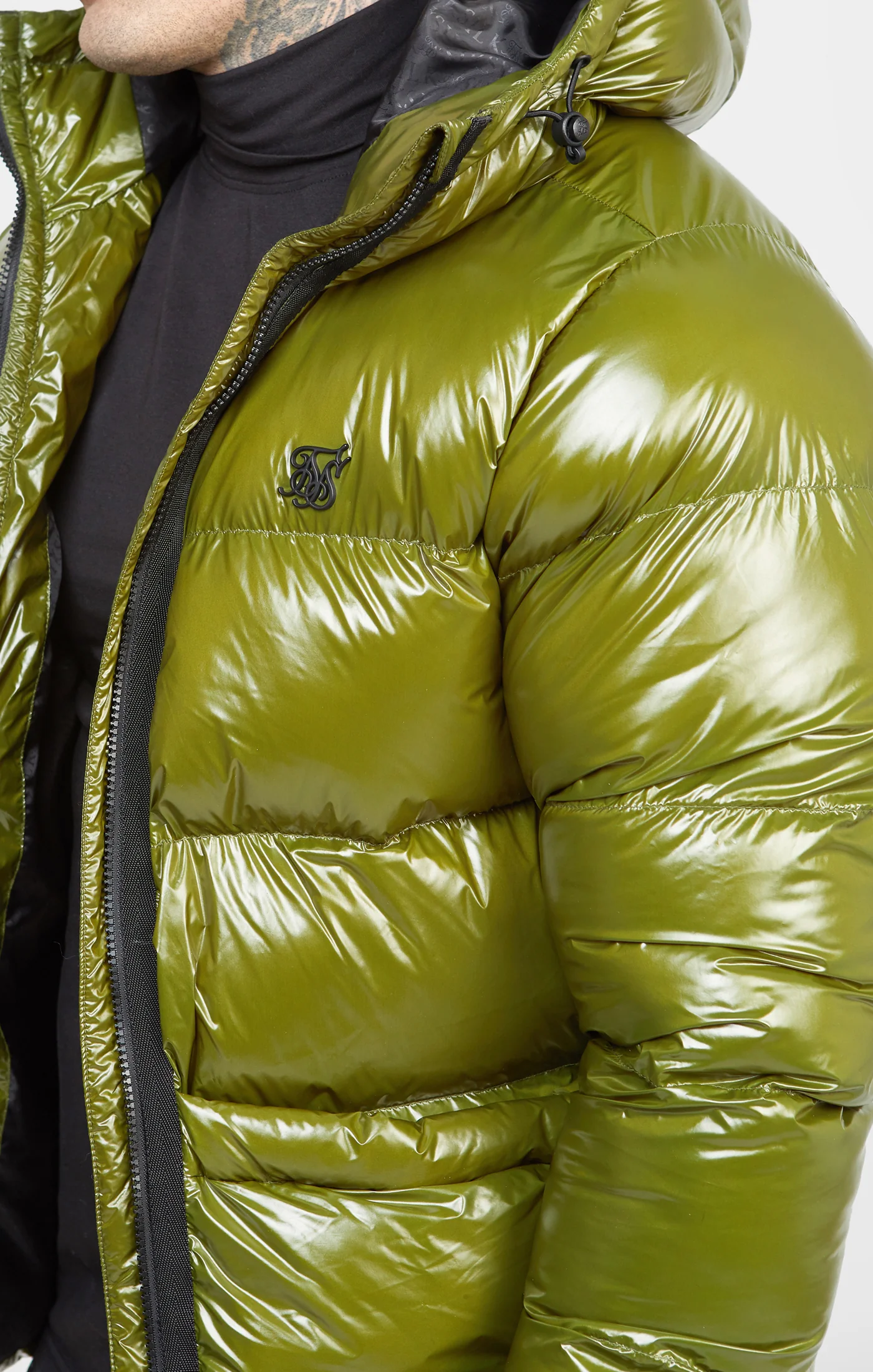 Khaki Gloss Puffer Jacket - Image 2
