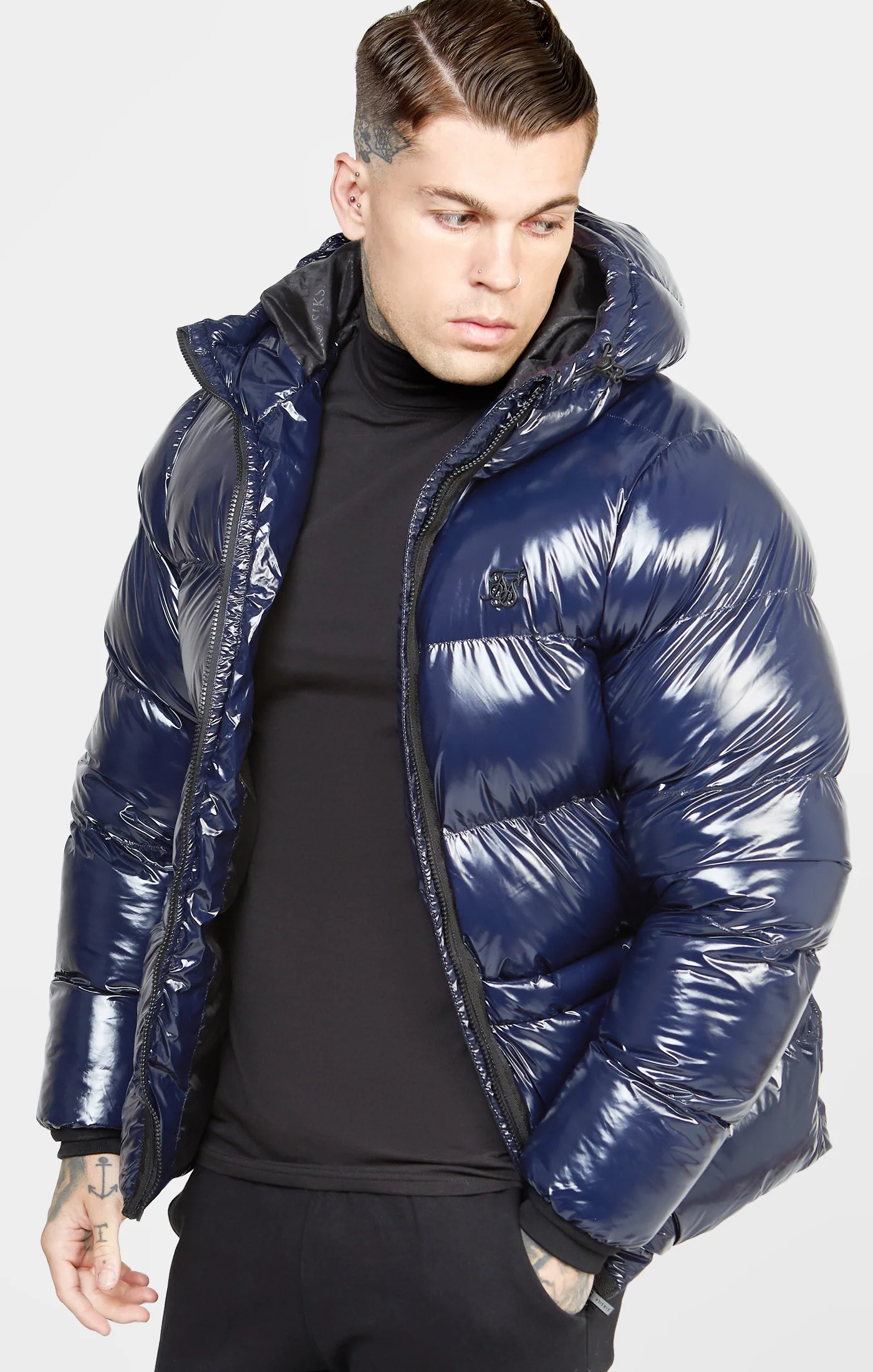 Navy Gloss Puffer Jacket