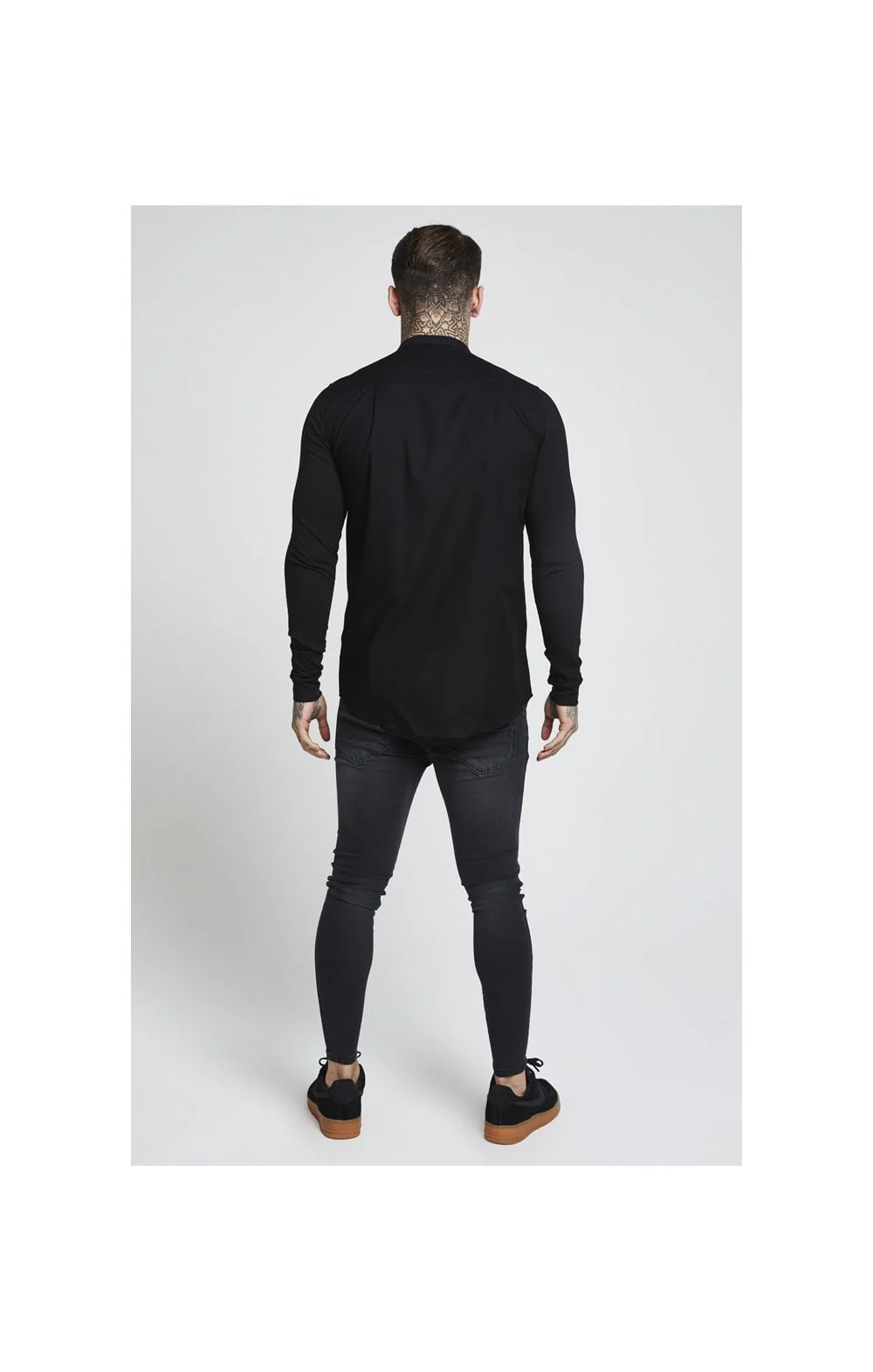 Black Essential Grandad Collar Shirt - Image 5