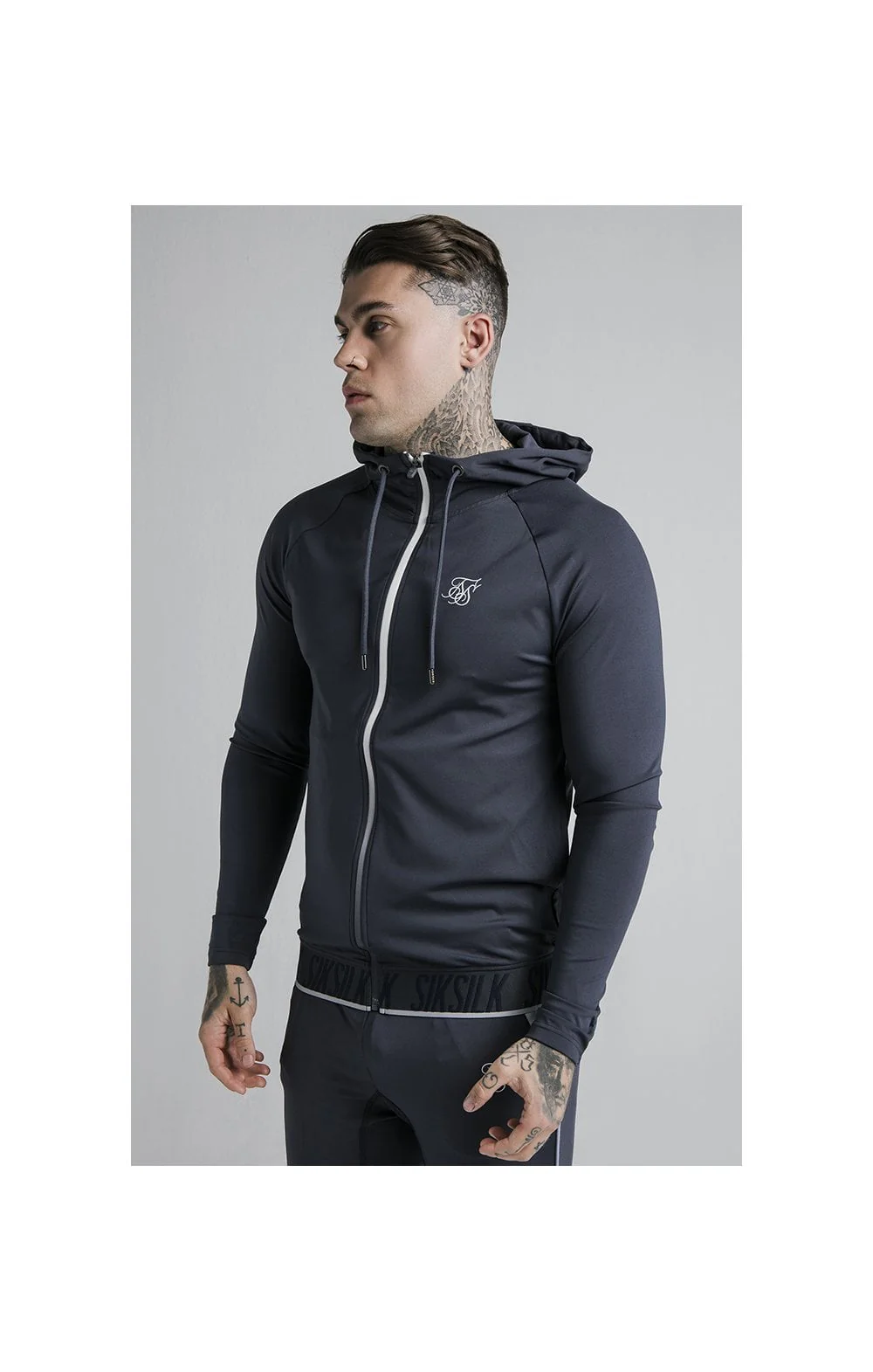 SikSilk Gravity Zip Through Hoodie - Navy