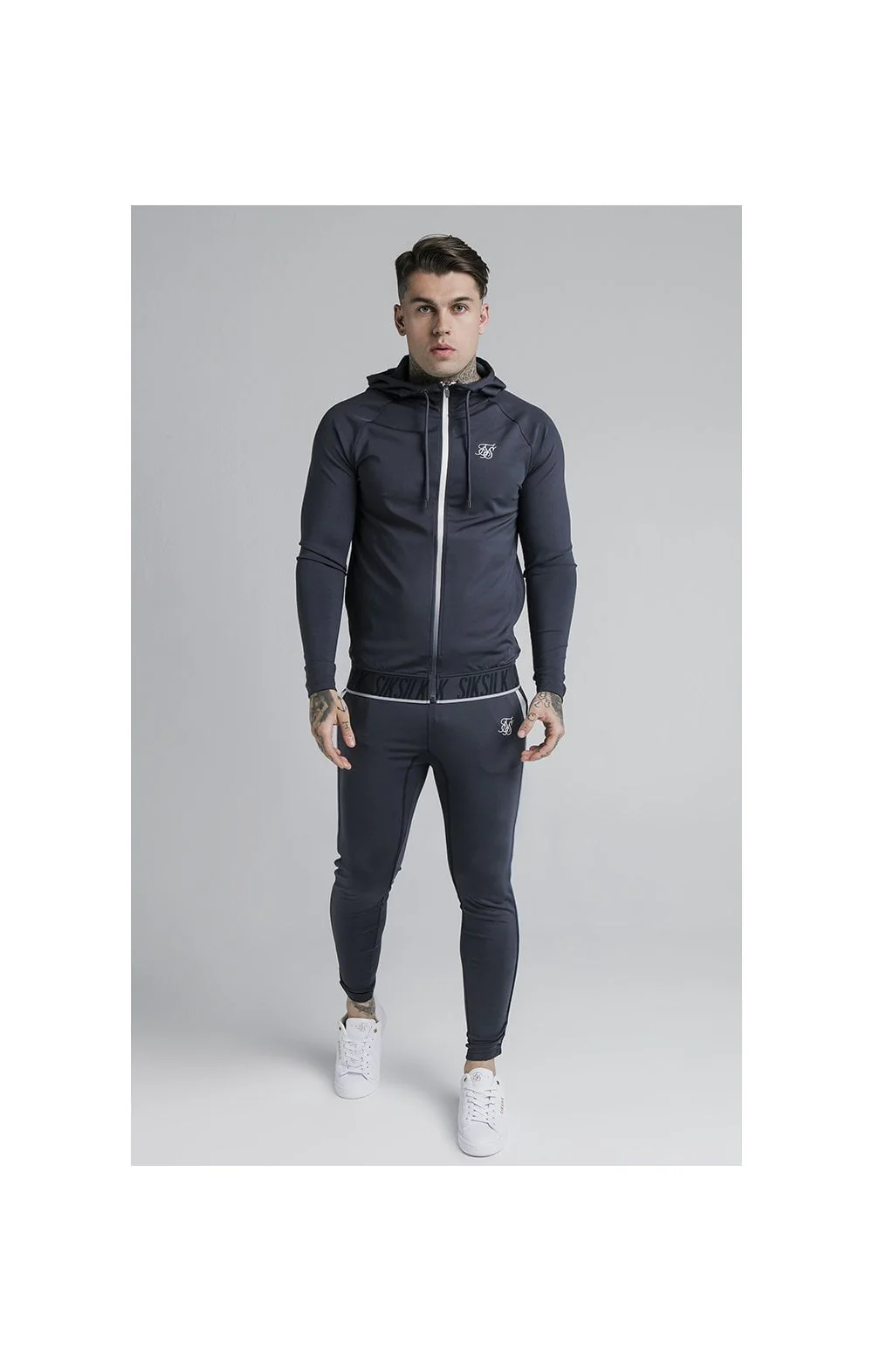 SikSilk Gravity Zip Through Hoodie - Navy - Image 3