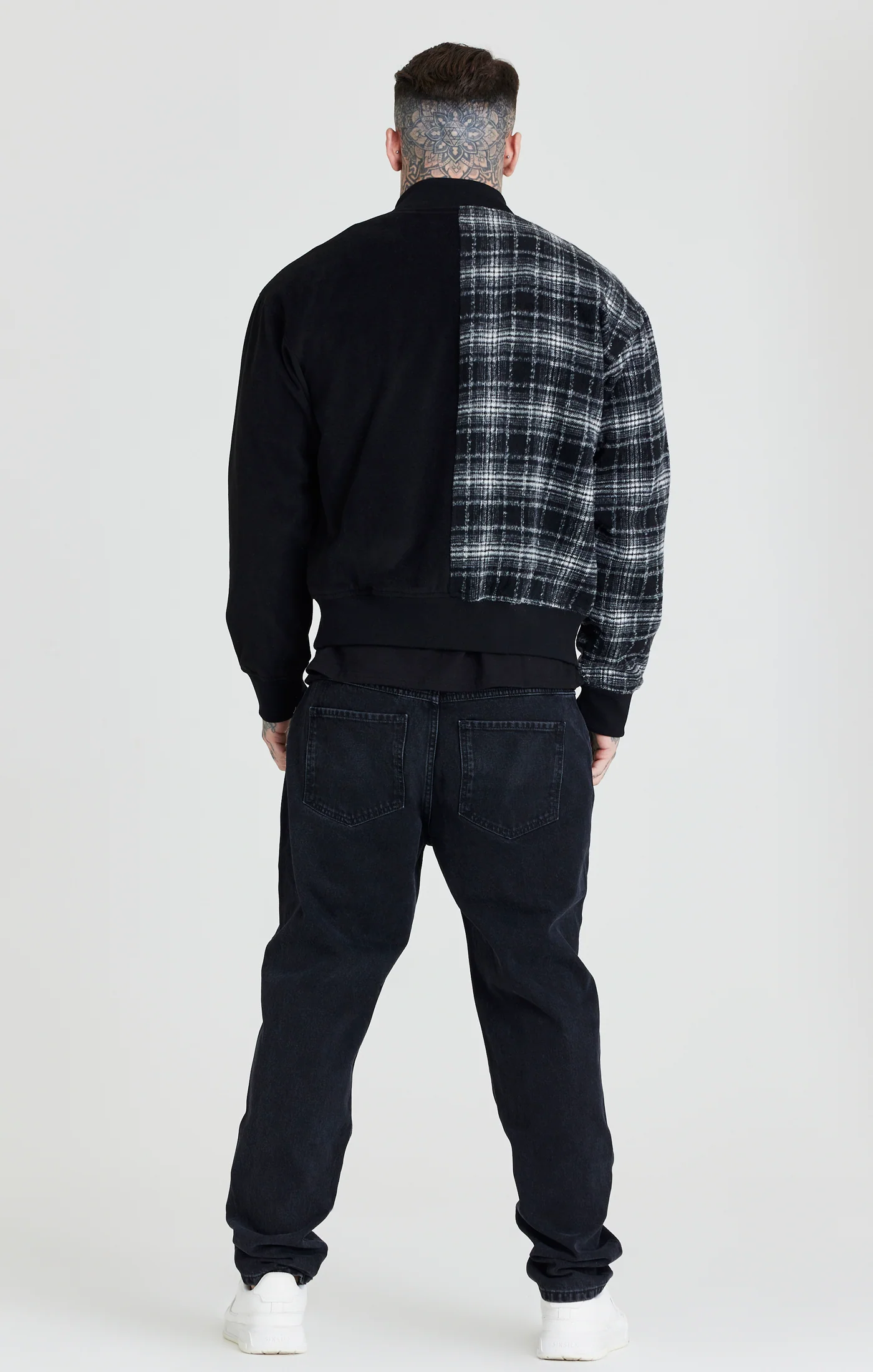 Black Half And Half Bomber Jacket - Image 5