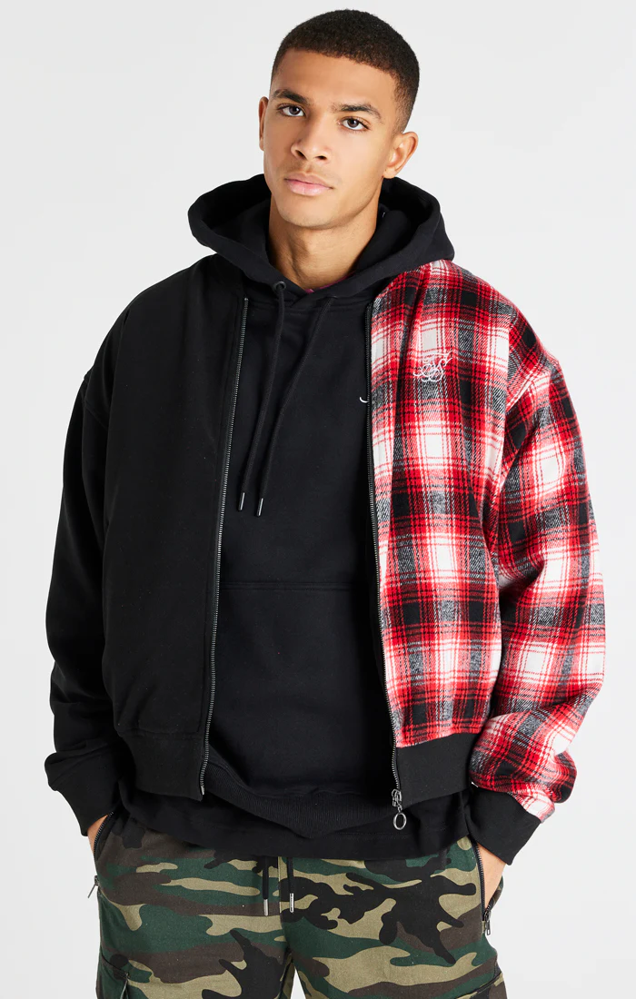 Black Half Contrast Bomber Jacket