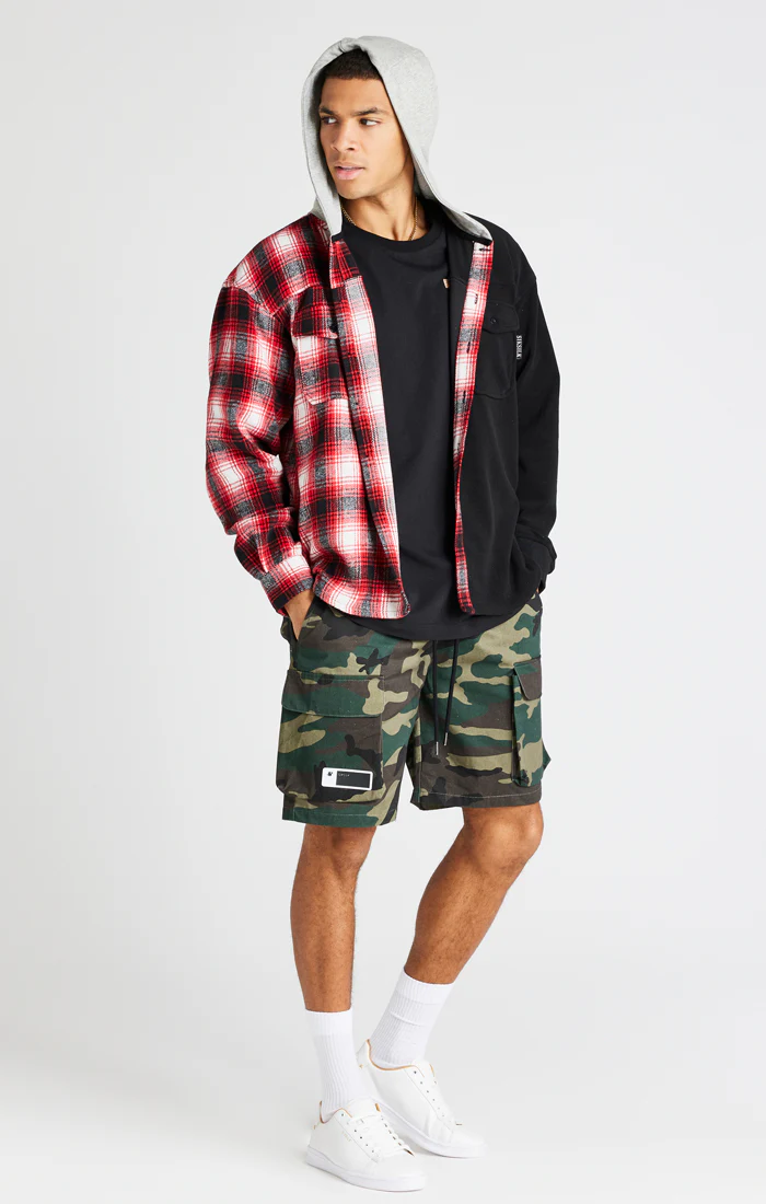 Black Half Contrast Hooded Shirt - Image 3