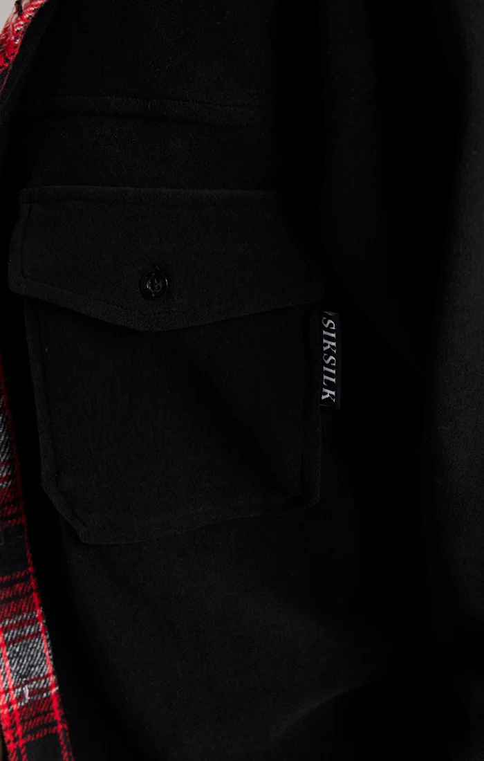 Black Half Contrast Hooded Shirt - Image 7