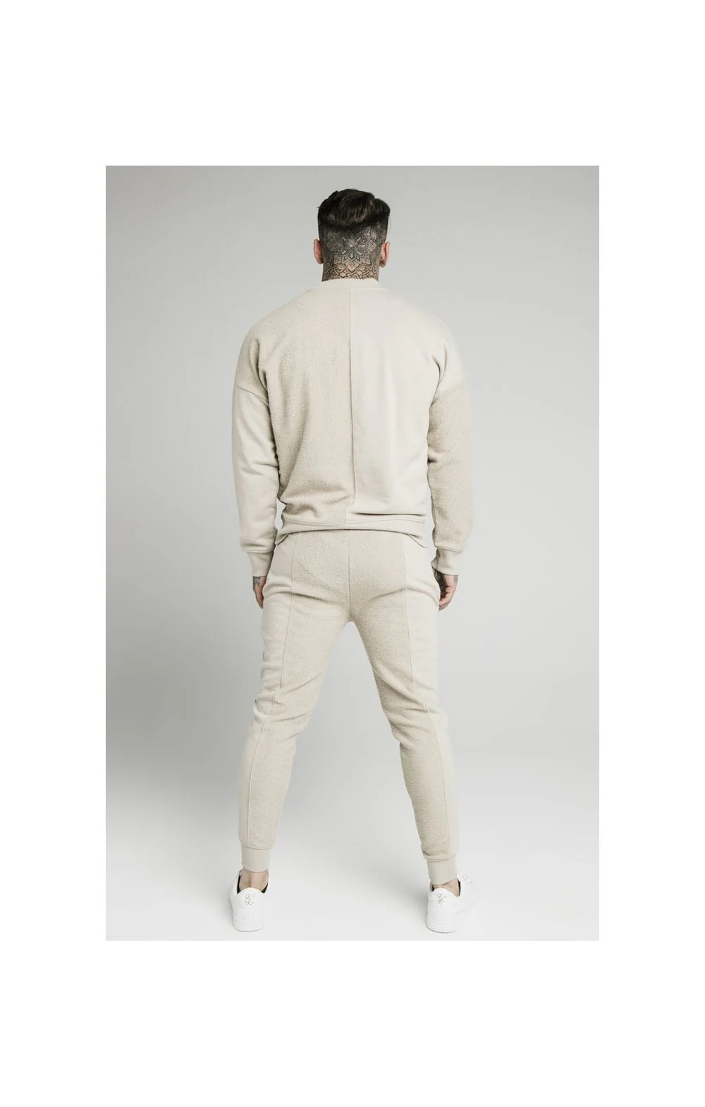 SikSilk Half & Half Crew Sweater - Stone - Image 7