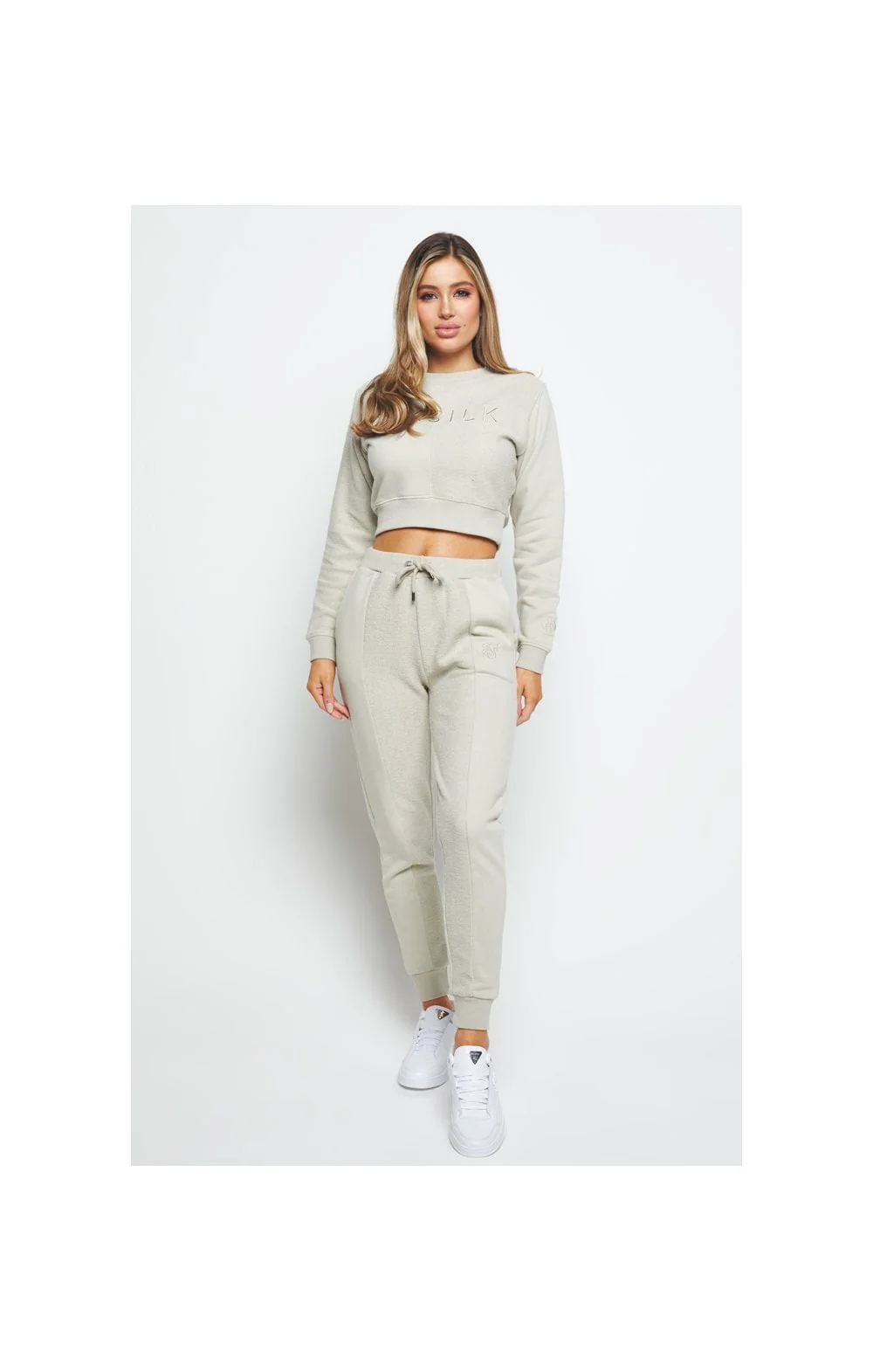 SikSilk Half & Half Cropped Sweatshirt - Stone - Image 3