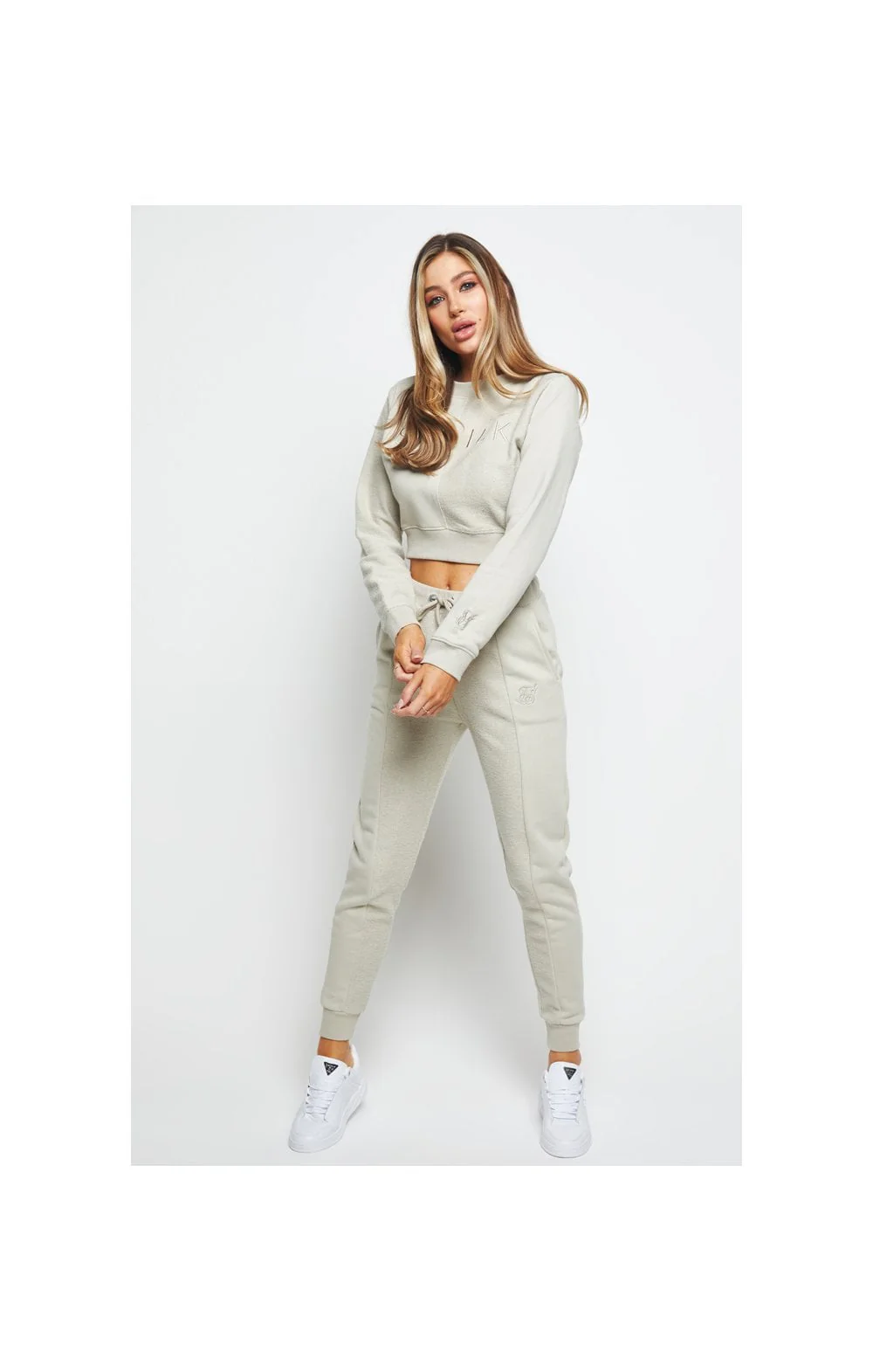 SikSilk Half & Half Cropped Sweatshirt - Stone - Image 6