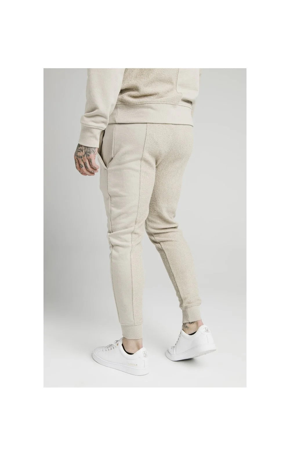 SikSilk Half & Half Fitted Jogger - Stone - Image 3