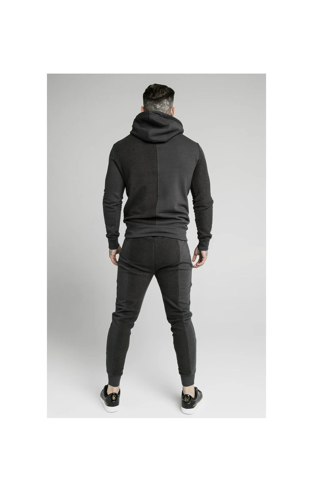 SikSilk Half & Half Overhead Hoodie – Washed Grey - Image 6