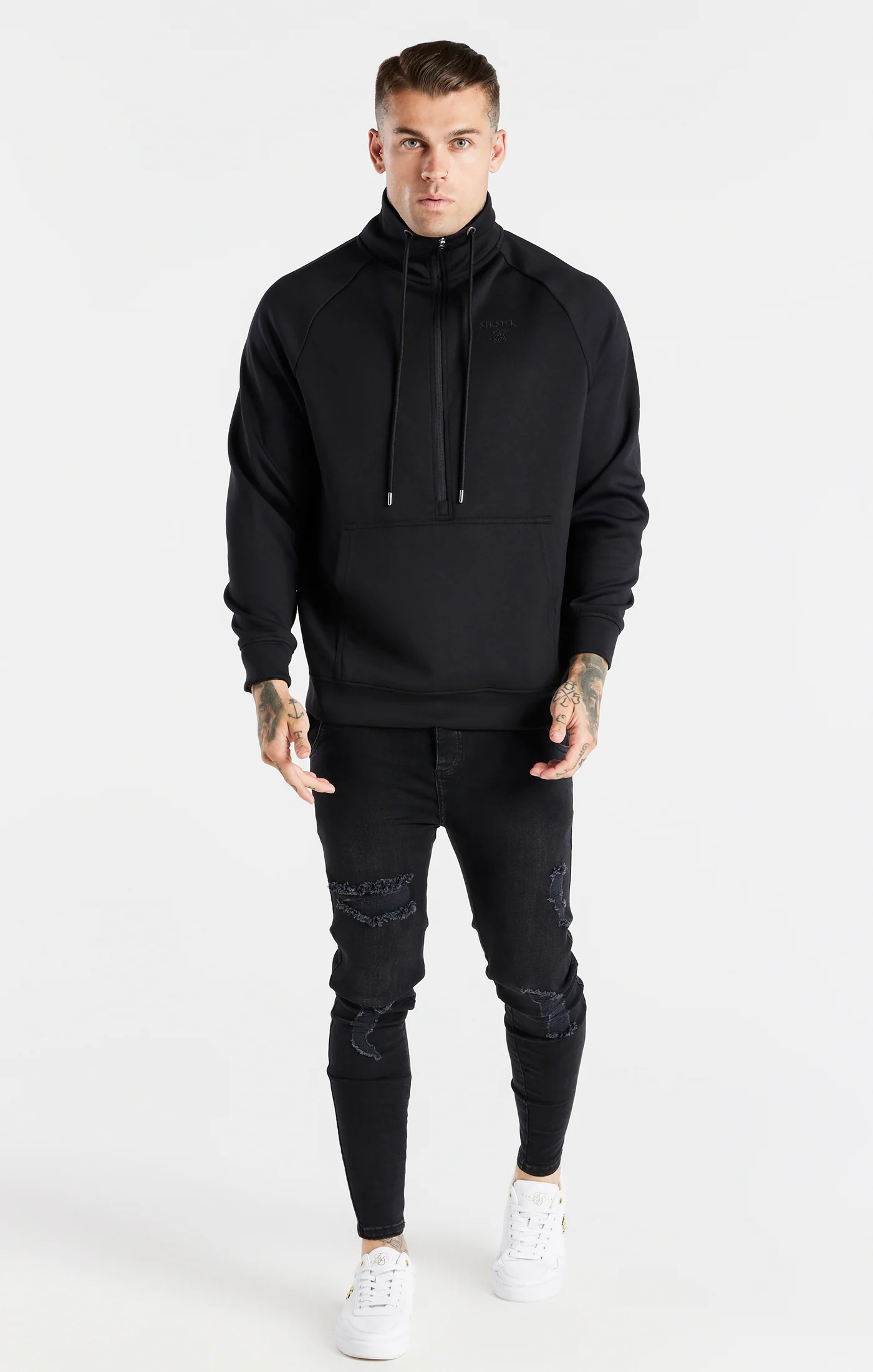 Black Half Zip Funnel Neck - Image 3