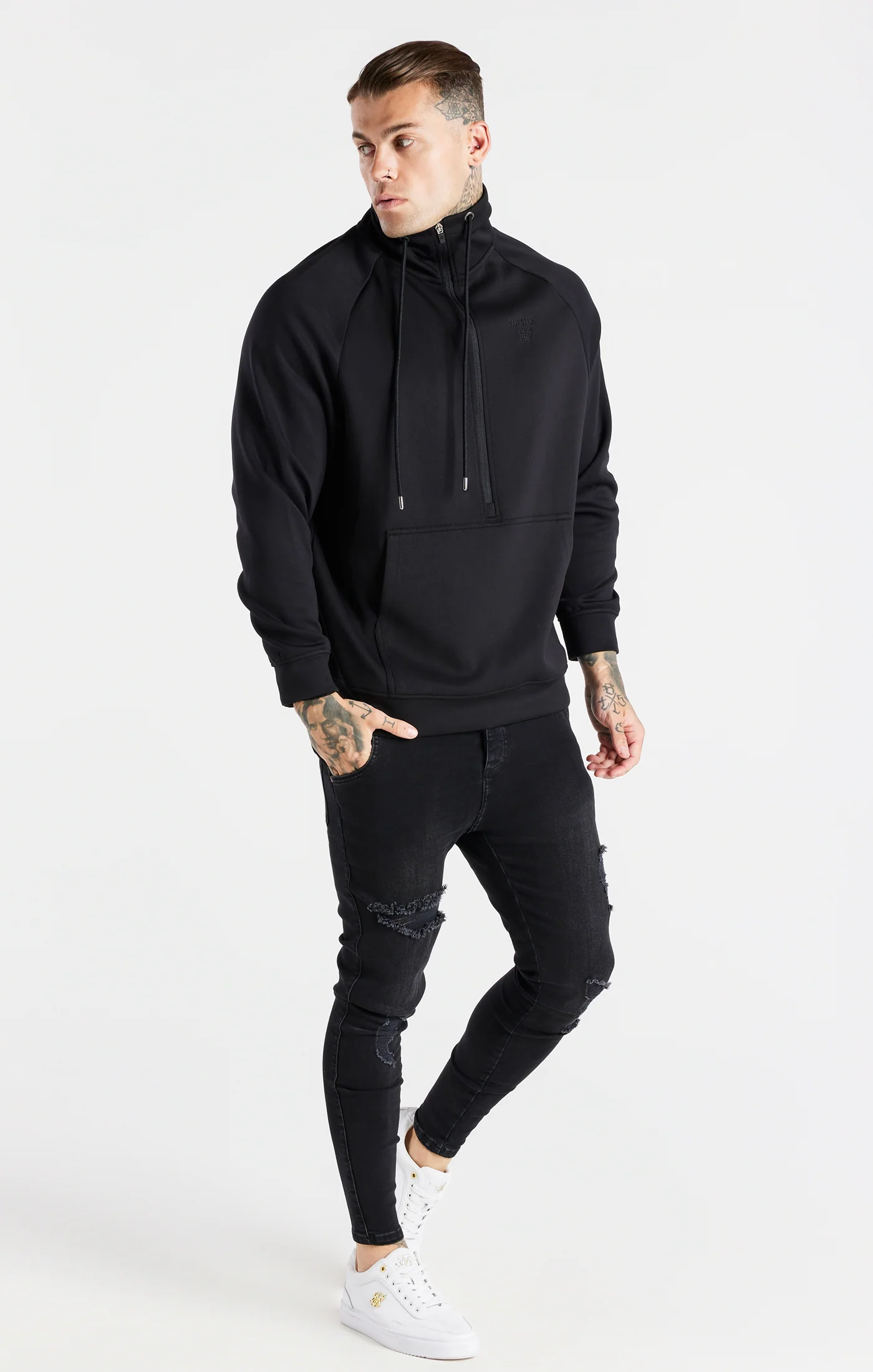 Black Half Zip Funnel Neck - Image 4
