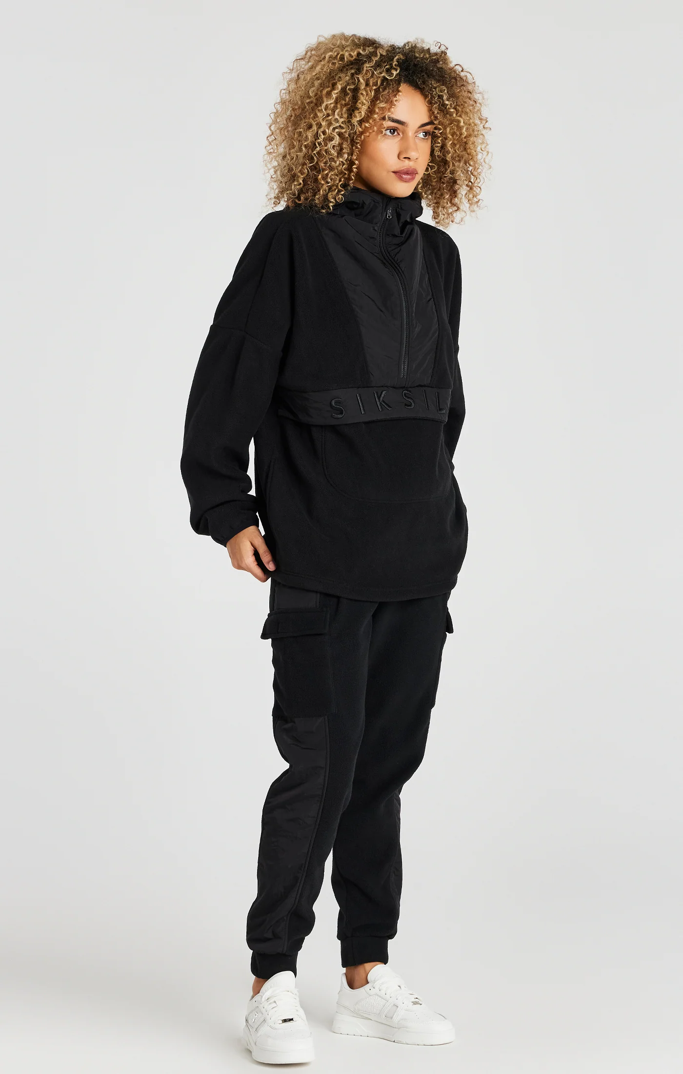 Black Half Zip Polar Fleece Hoodie - Image 5