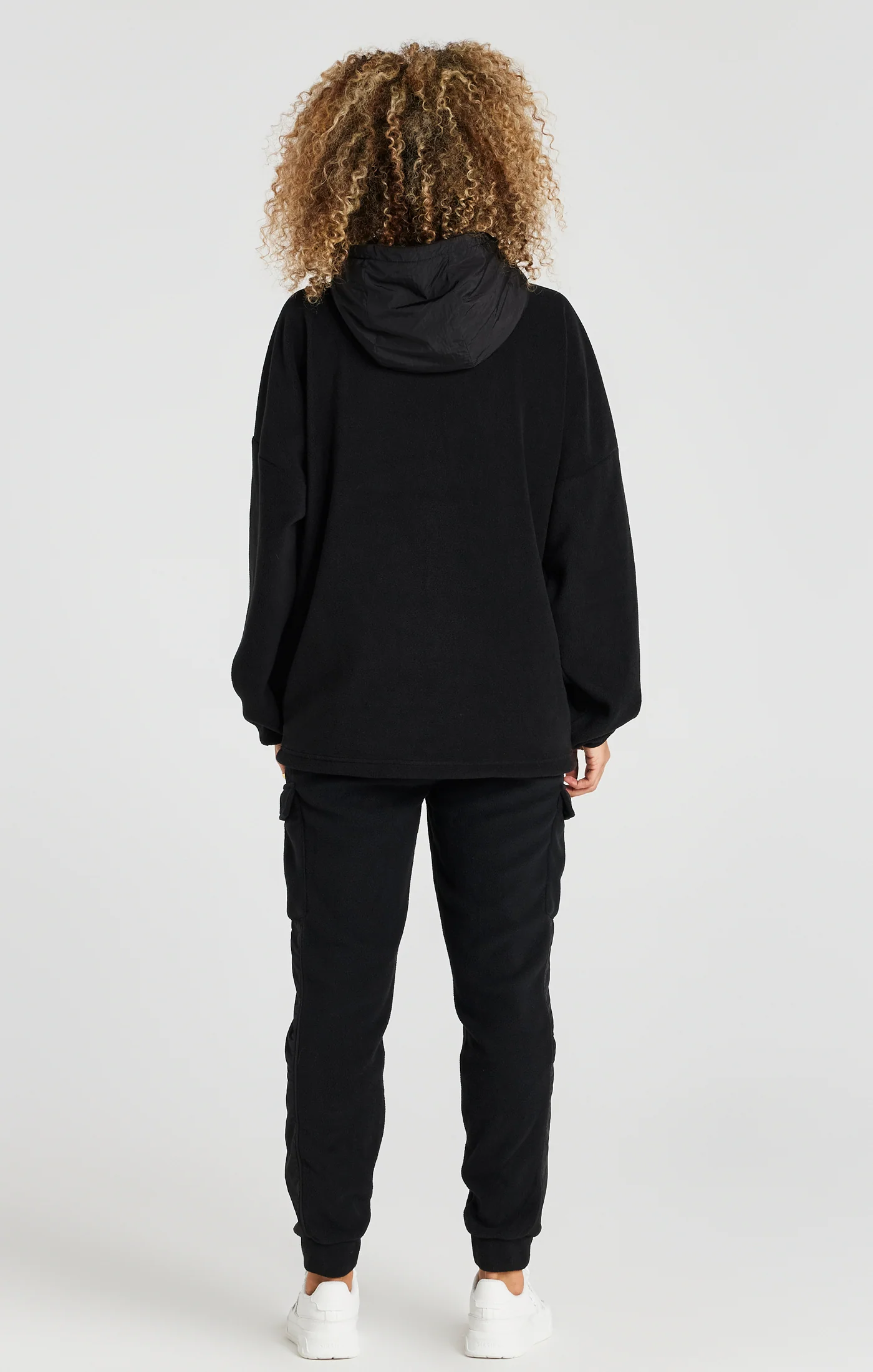 Black Half Zip Polar Fleece Hoodie - Image 6