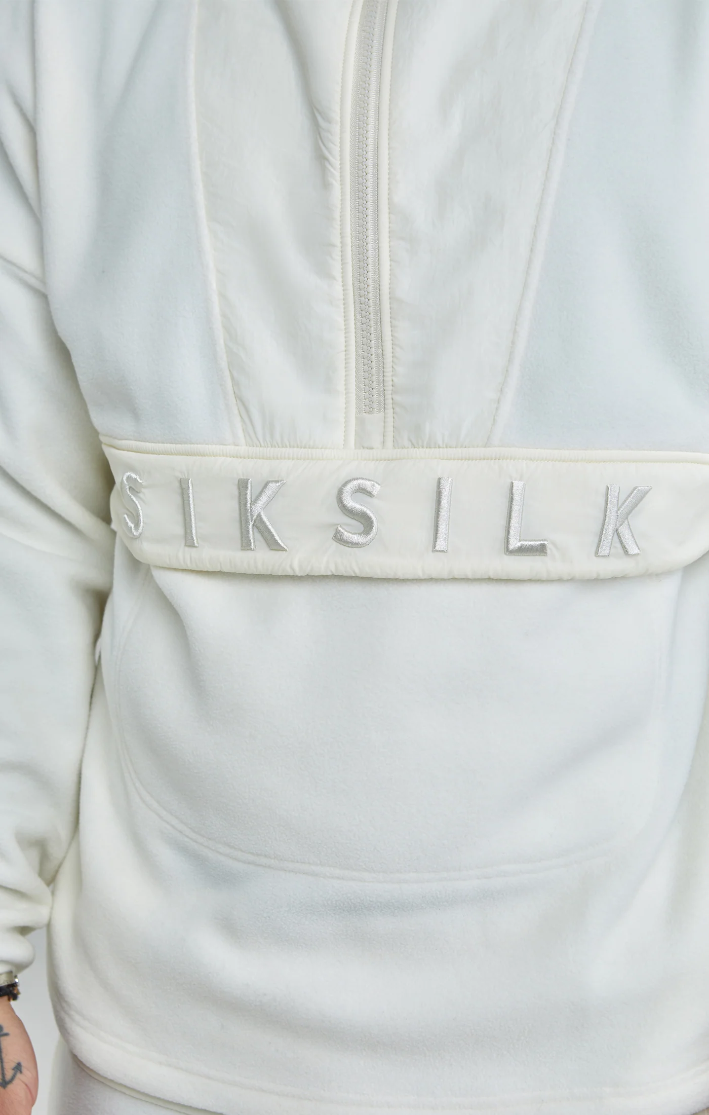 Ecru Half Zip Polar Fleece Hoodie - Image 3