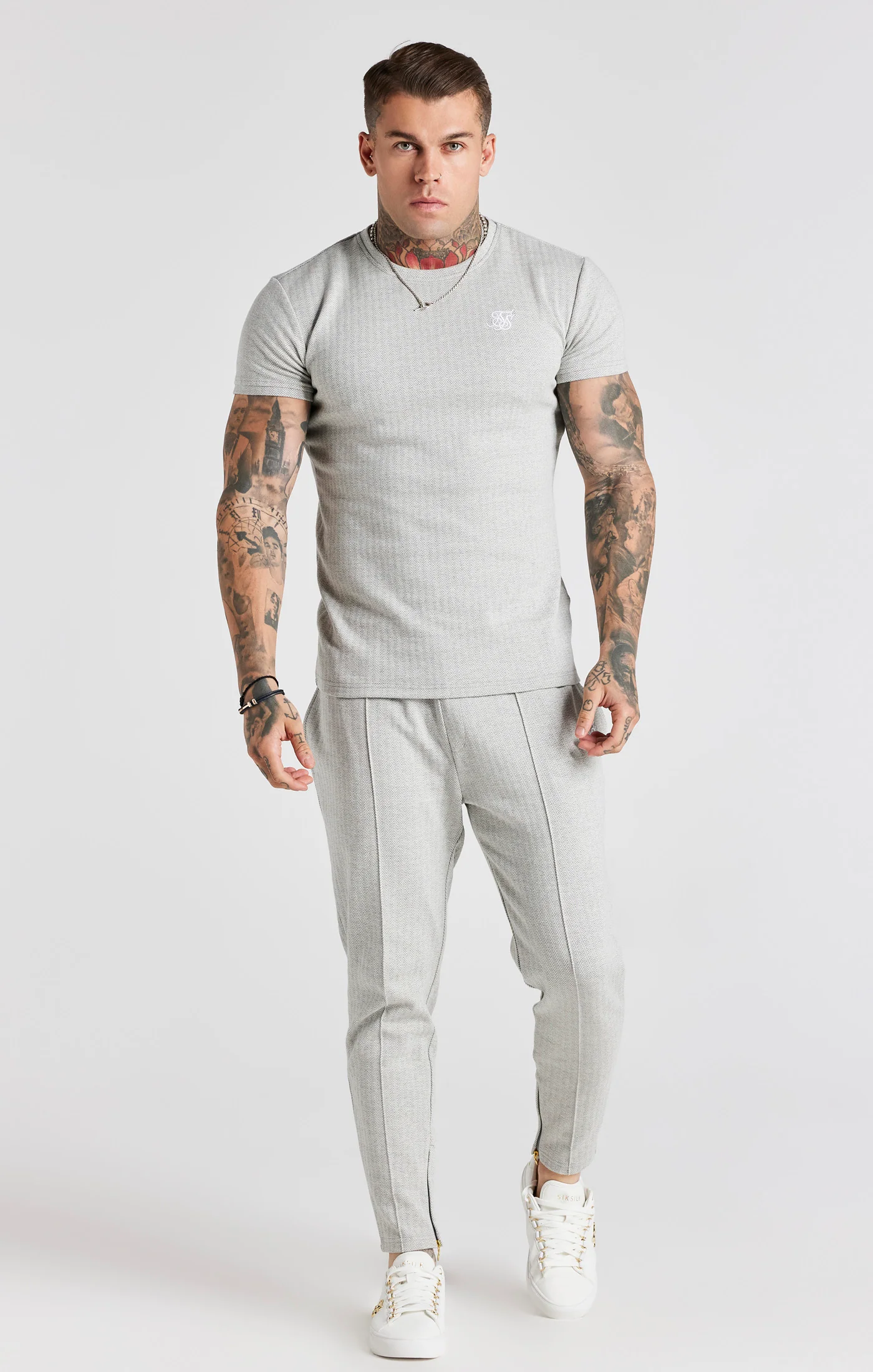 Grey Herringbone T-Shirt - Image 3