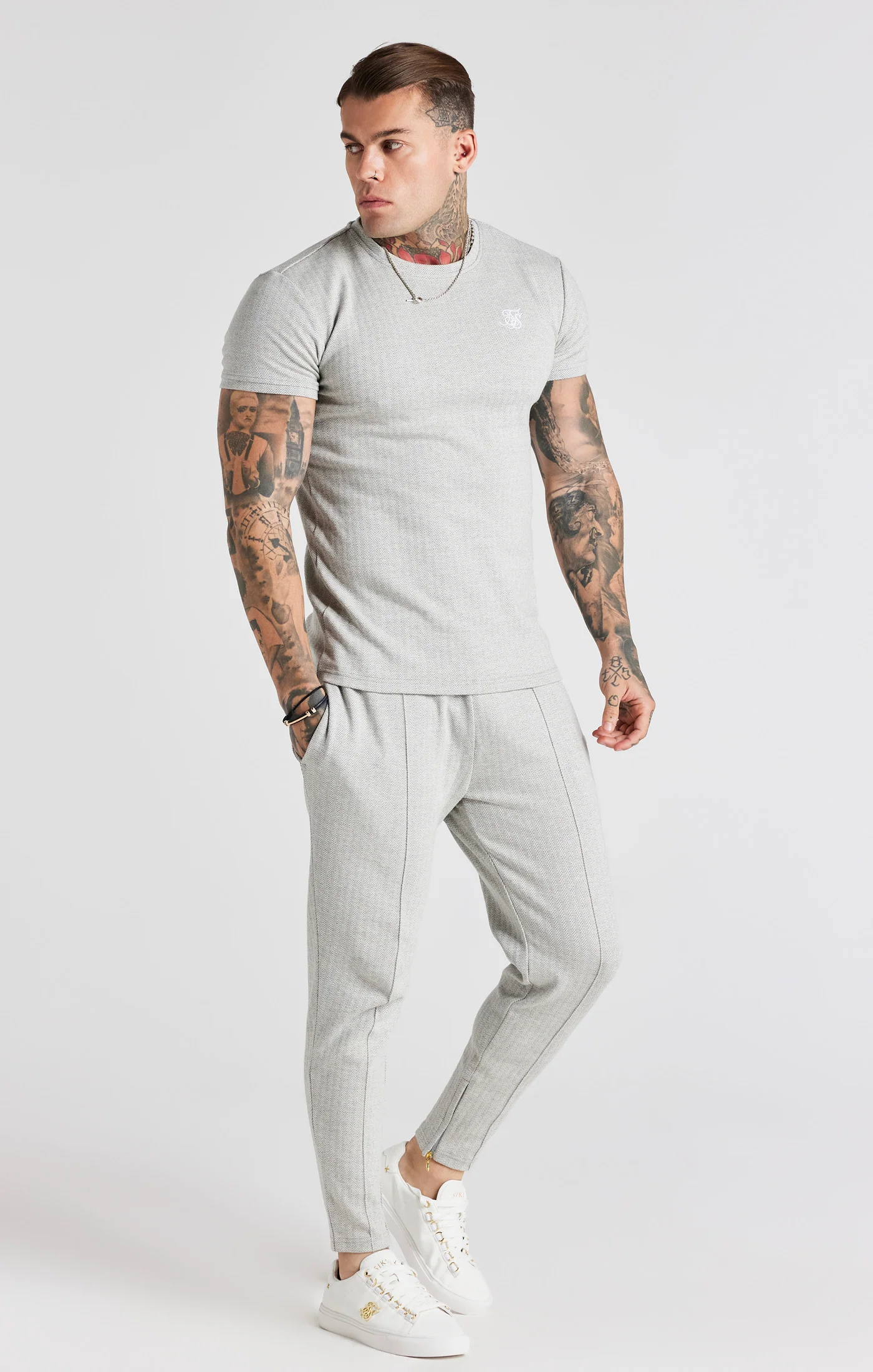 Grey Herringbone T-Shirt - Image 4