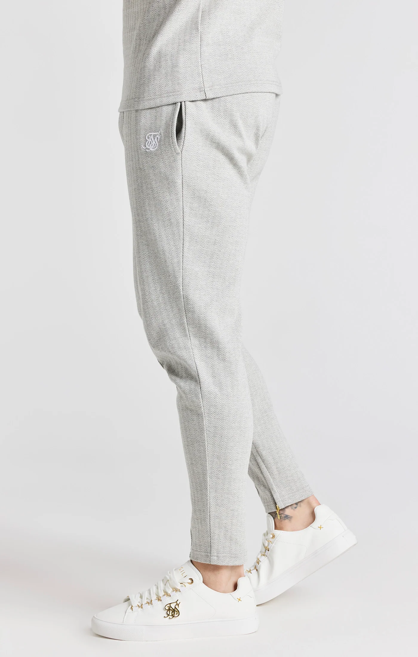 Grey Herringbone Track Pant - Image 2