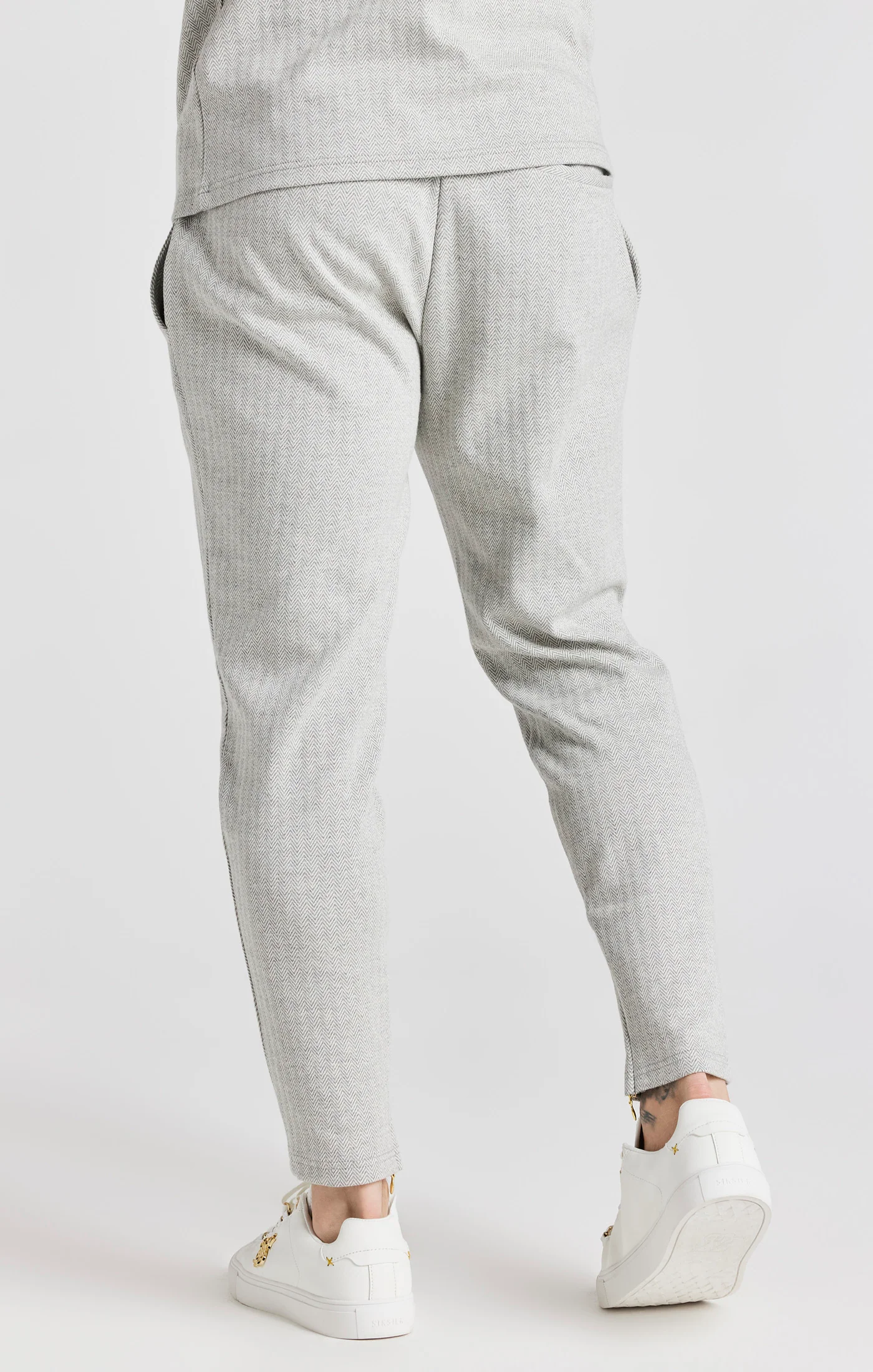 Grey Herringbone Track Pant - Image 4