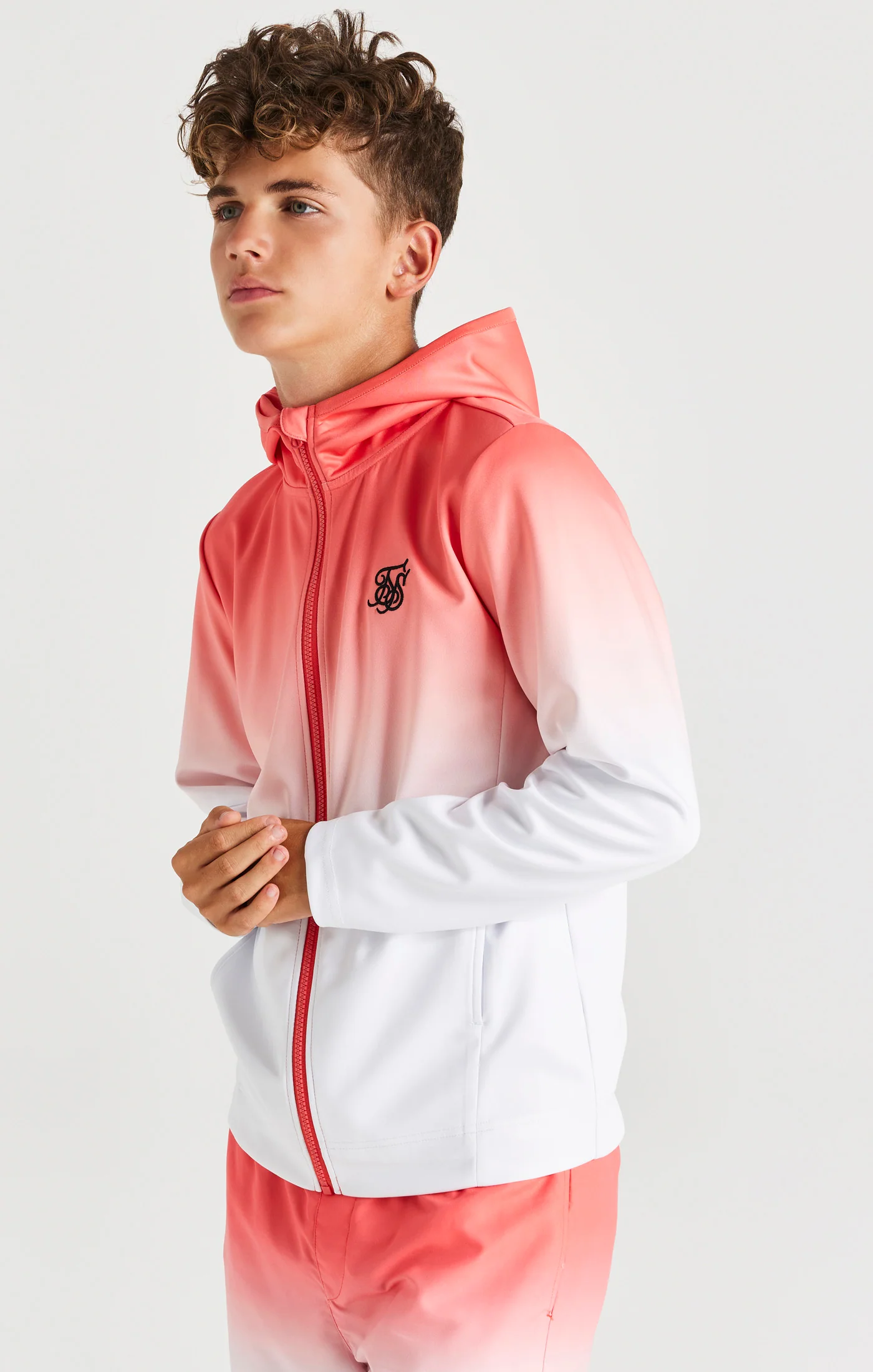 SikSilk High Fade Agility Zip Through Hoodie - Orange - Image 2