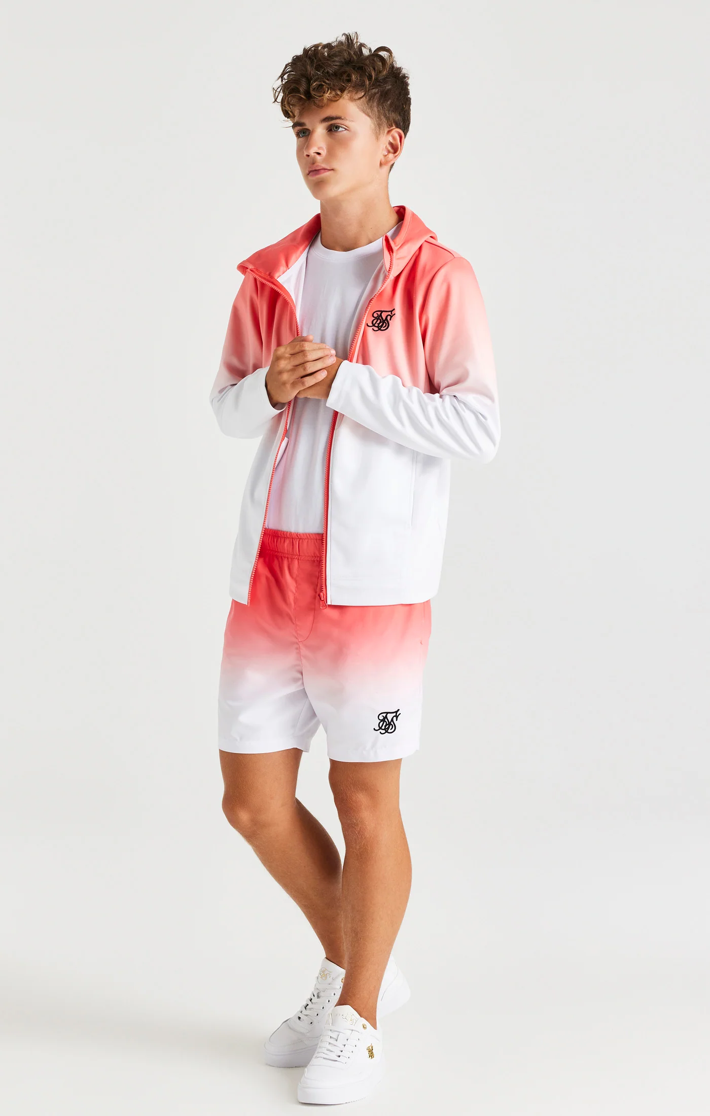 SikSilk High Fade Agility Zip Through Hoodie - Orange - Image 3