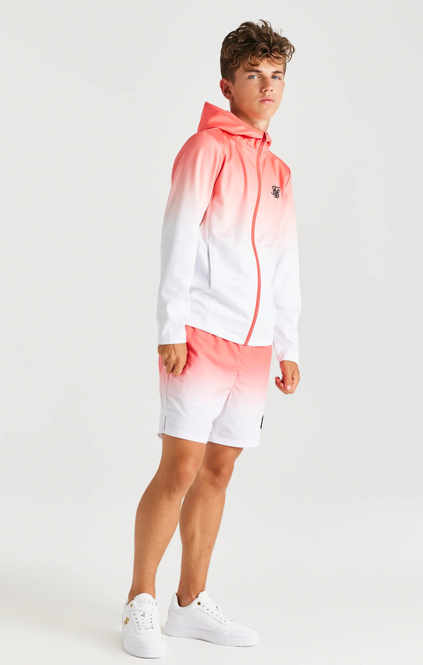 SikSilk High Fade Agility Zip Through Hoodie - Orange - Image 4