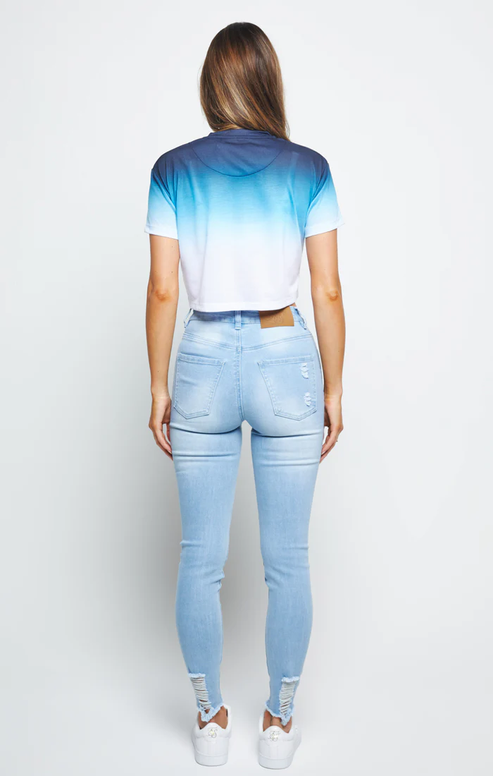 SikSilk High Fade Crop Tee - Black & Teal - Image 5