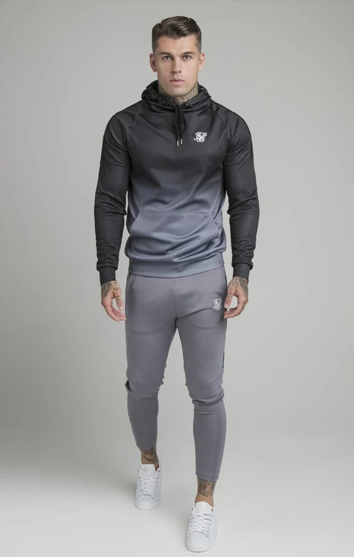 SikSilk High Fade Poly Hoodie - Grey & Black - Image 4