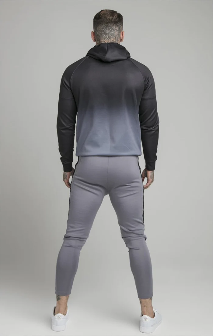 SikSilk High Fade Poly Hoodie - Grey & Black - Image 5