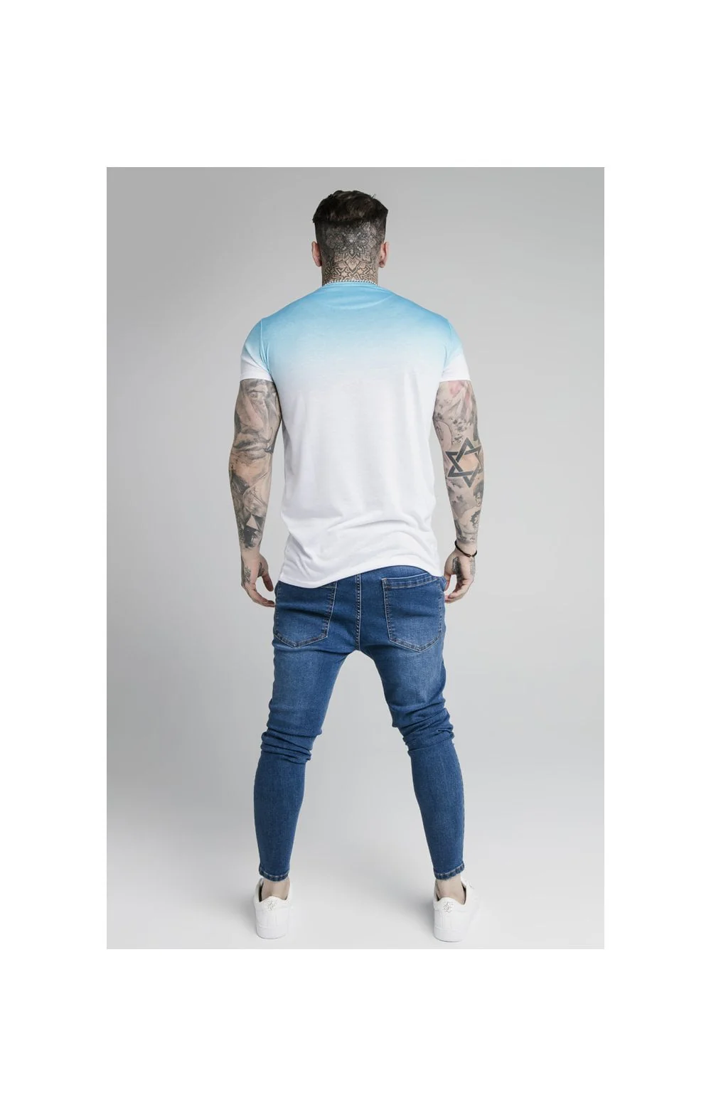 SikSilk High Fade Tee - Teal & White - Image 6