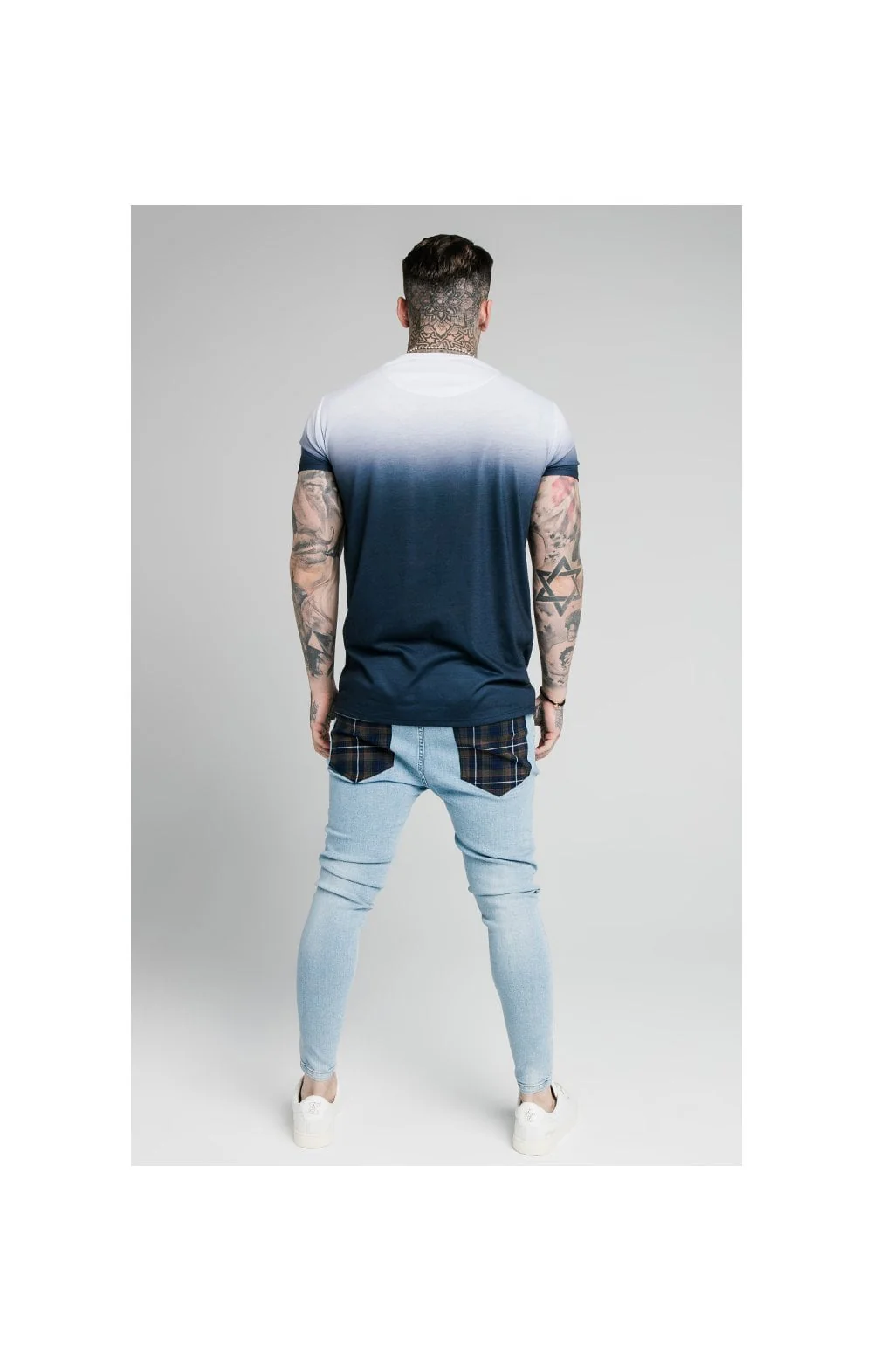 SikSilk High Fade Tee – White & Navy - Image 6