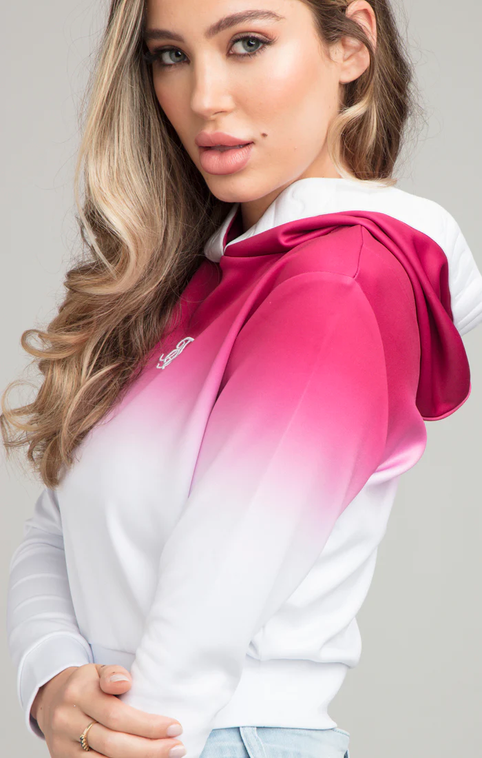 SikSilk High Fade Track Top - Pink & White - Image 2