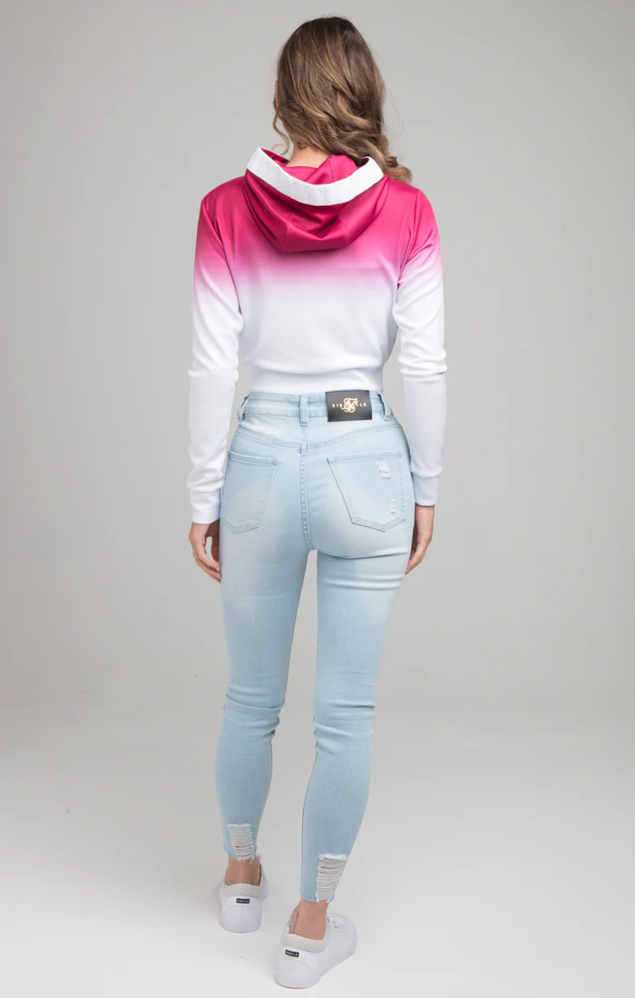 SikSilk High Fade Track Top - Pink & White - Image 5