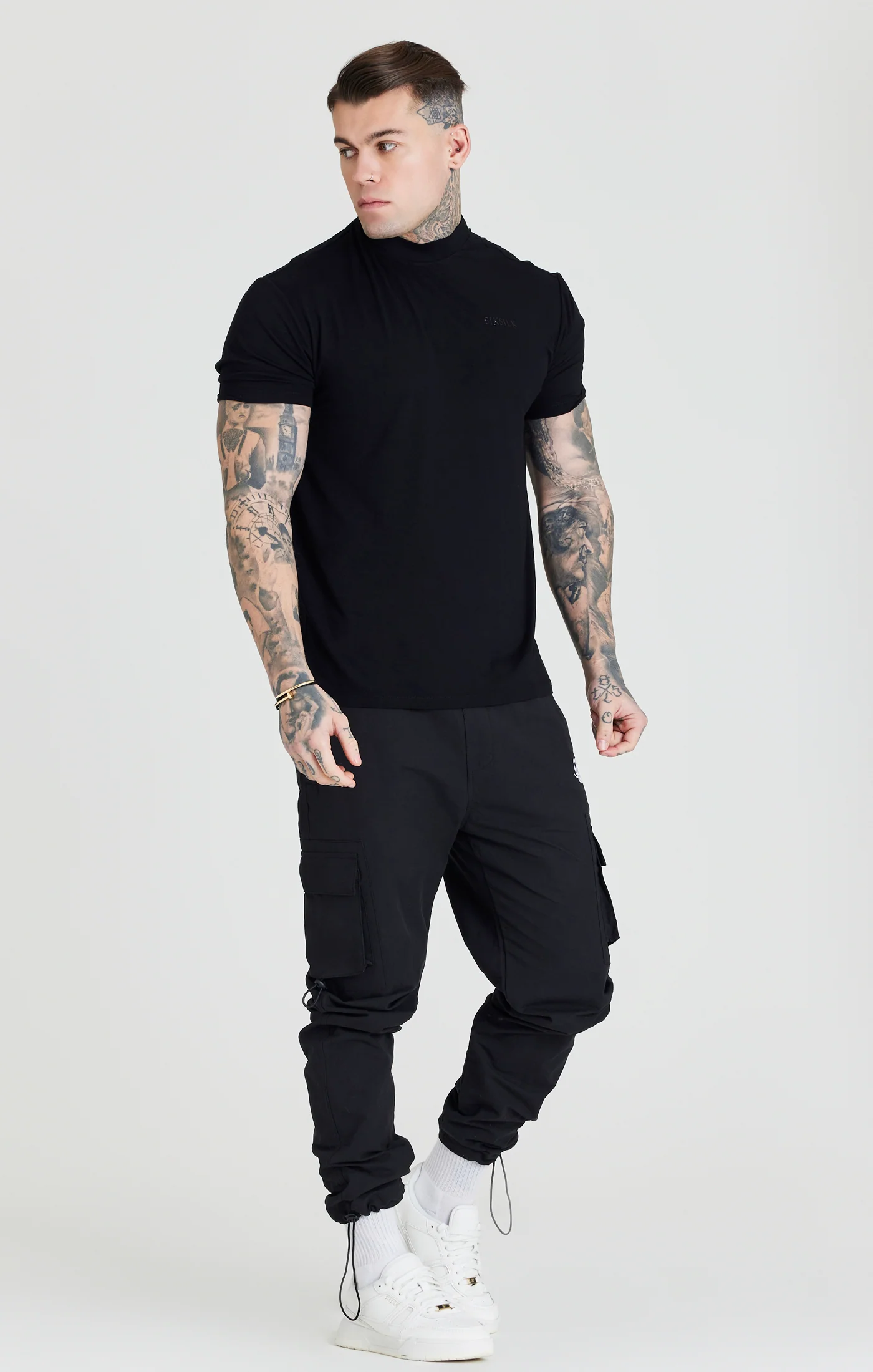 Black High Neck T-Shirt - Image 4