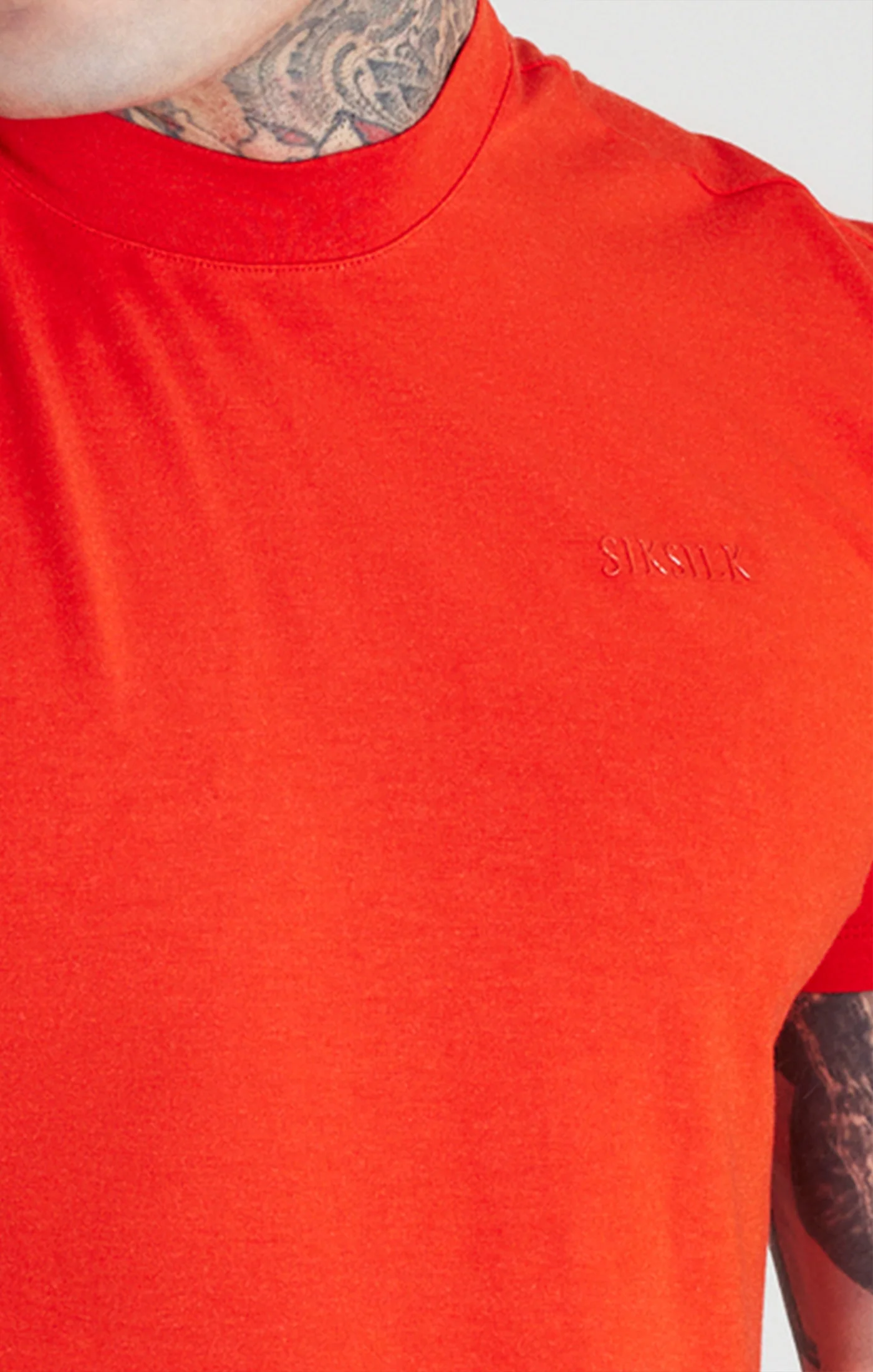Red High Neck Viscose Muscle Fit T-Shirt - Image 2