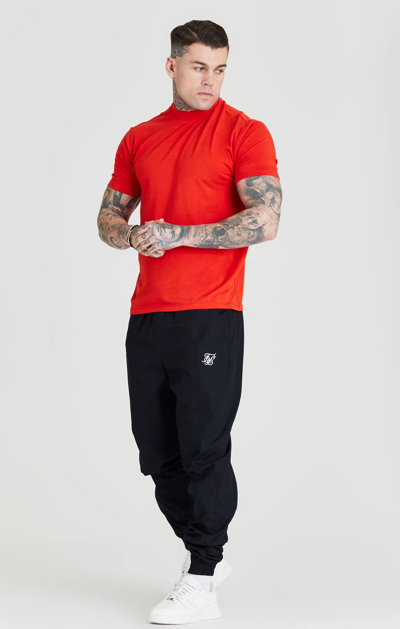 Red High Neck Viscose Muscle Fit T-Shirt - Image 5