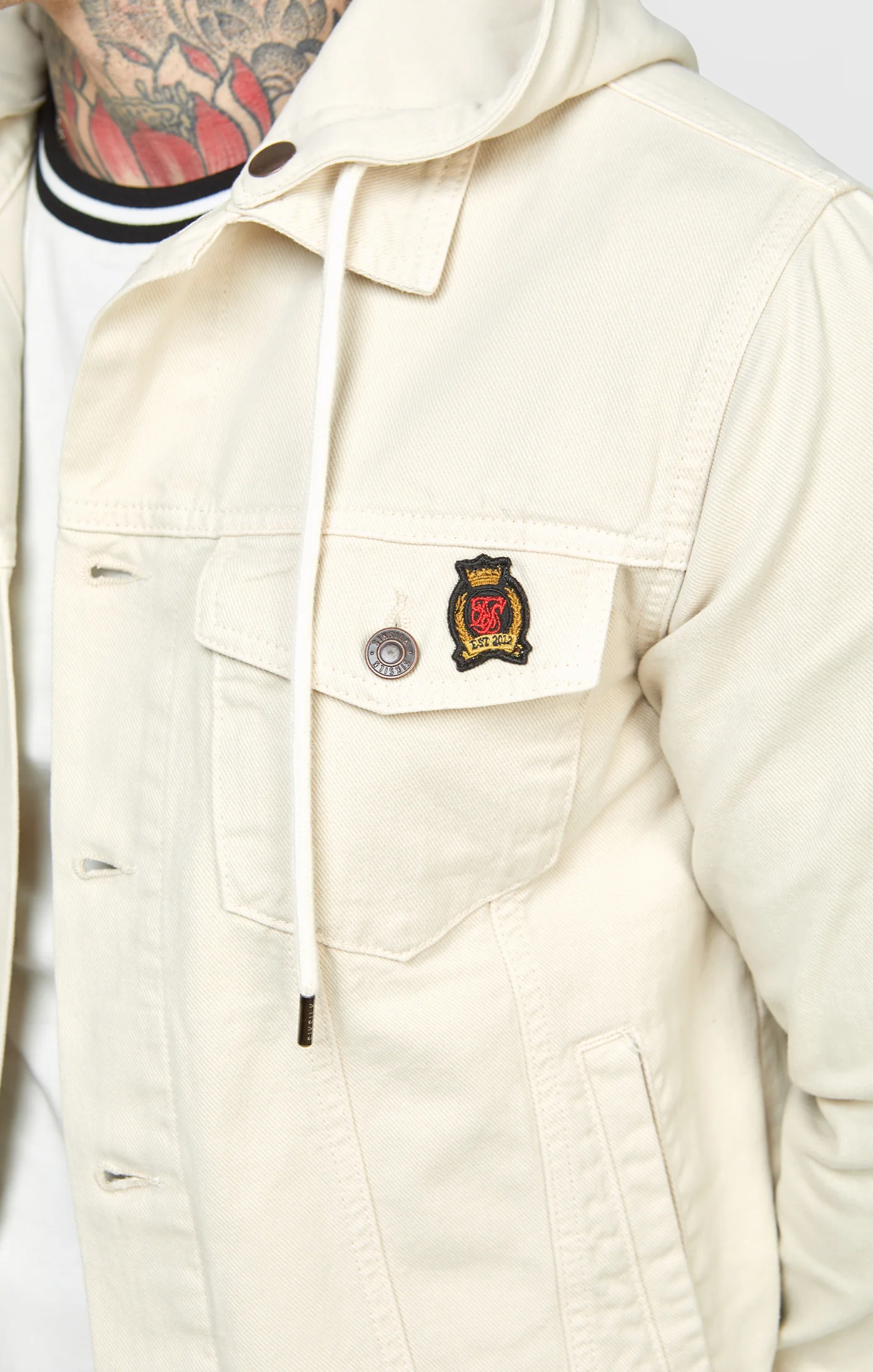 Ecru Hooded Denim Jacket - Image 2