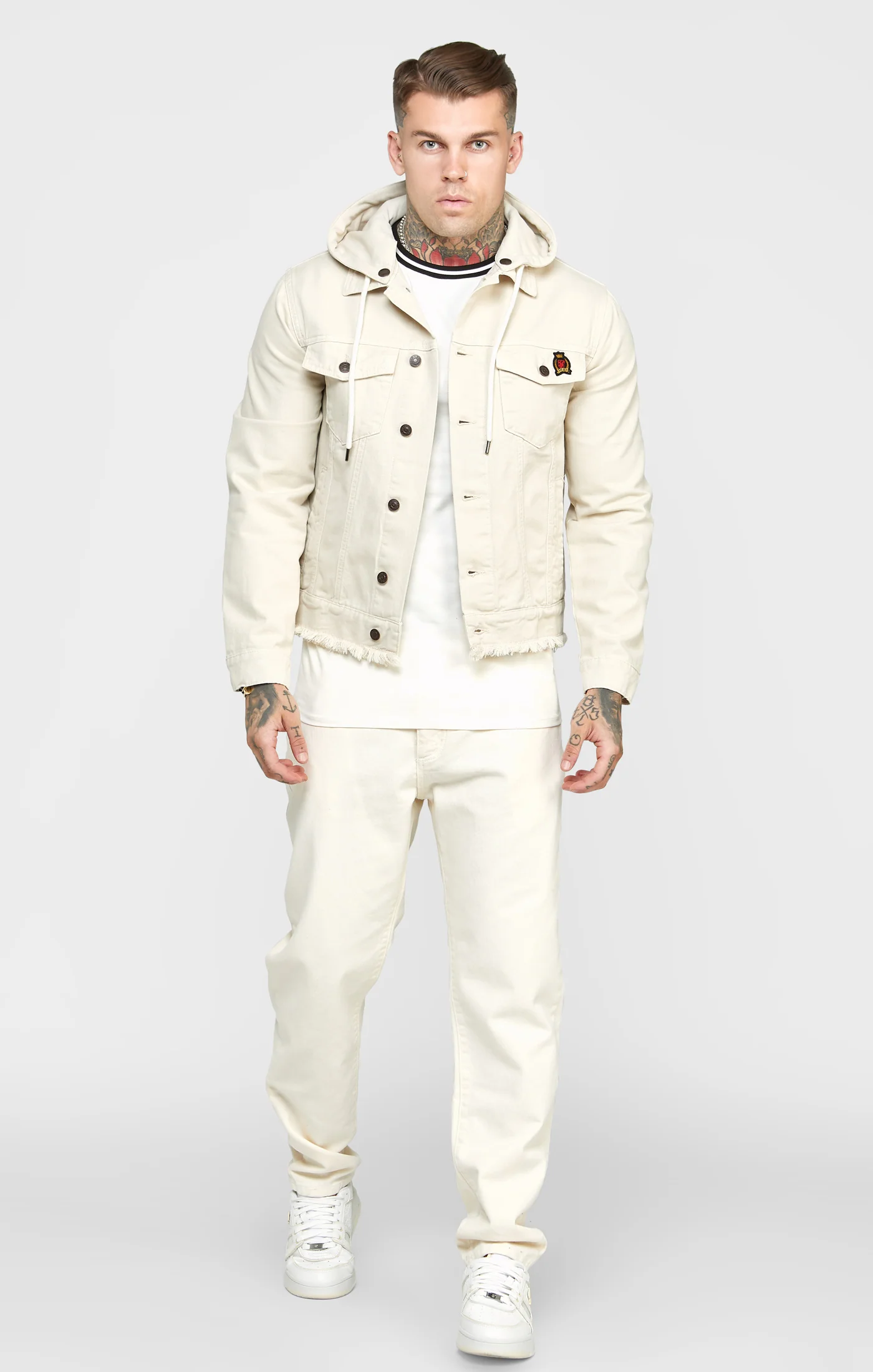Ecru Hooded Denim Jacket - Image 3