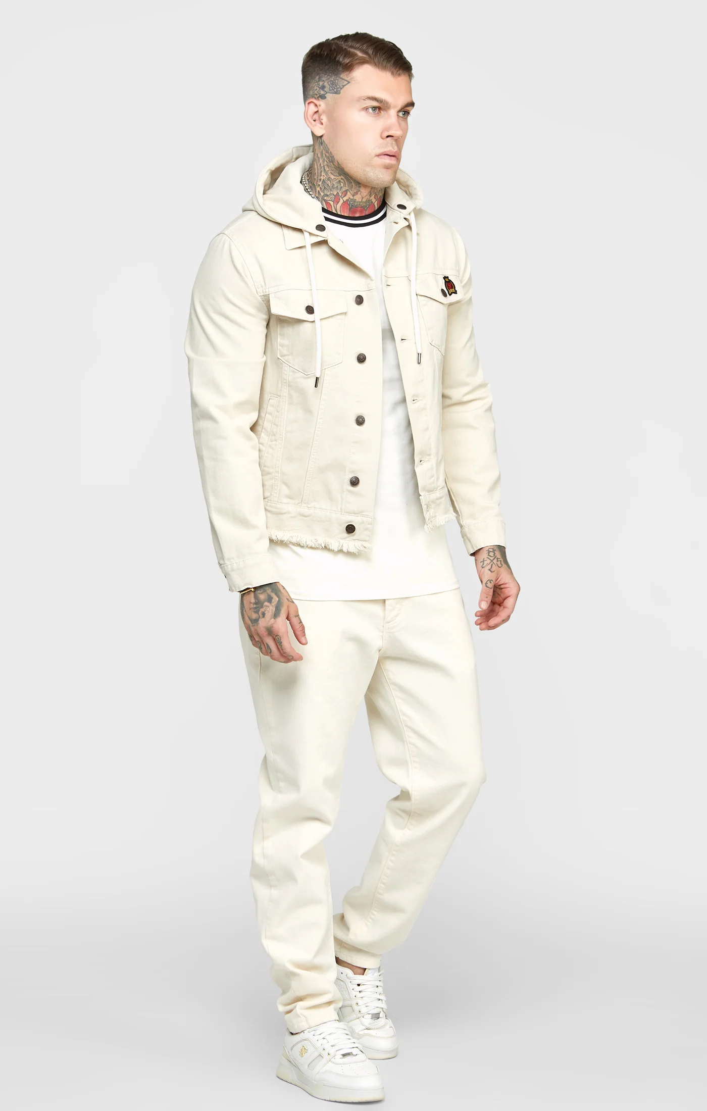 Ecru Hooded Denim Jacket - Image 4
