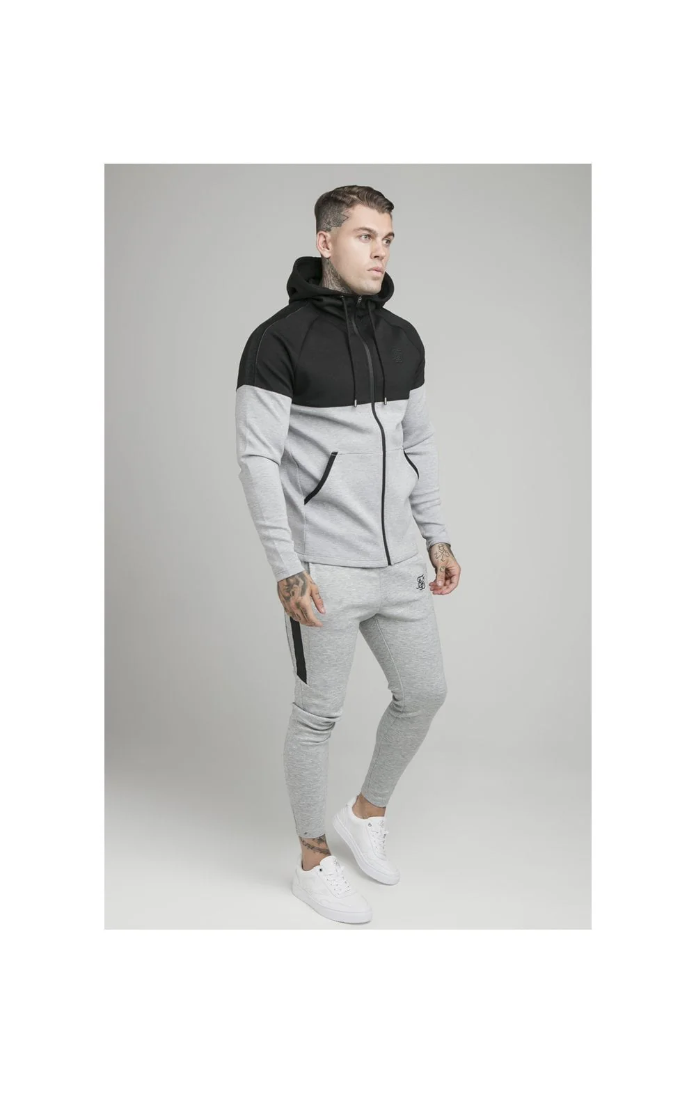 Black Motion Tape Zip Through Hoodie And Jogger Set - Image 5