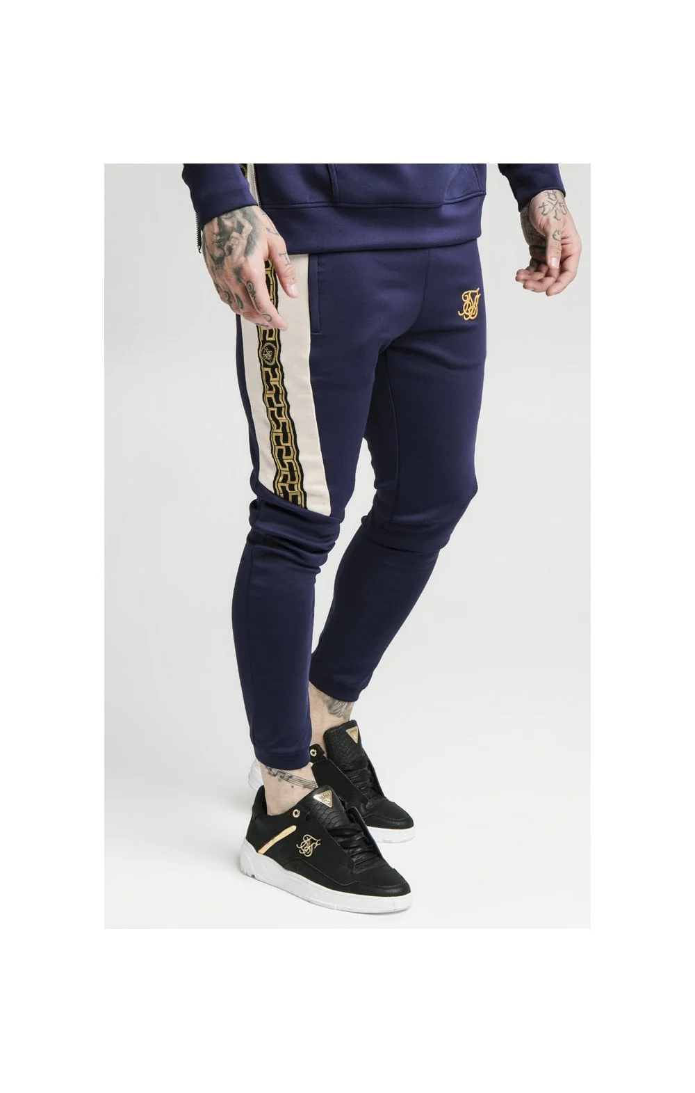 SikSilk hybrid Panel Taped Pants – Navy - Image 2