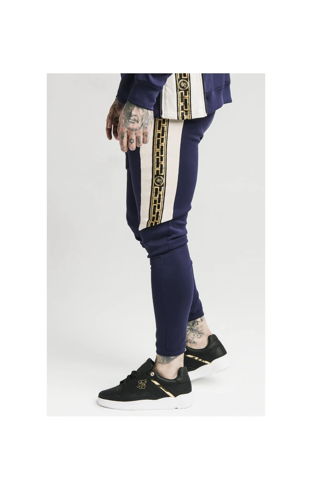 SikSilk hybrid Panel Taped Pants – Navy - Image 3