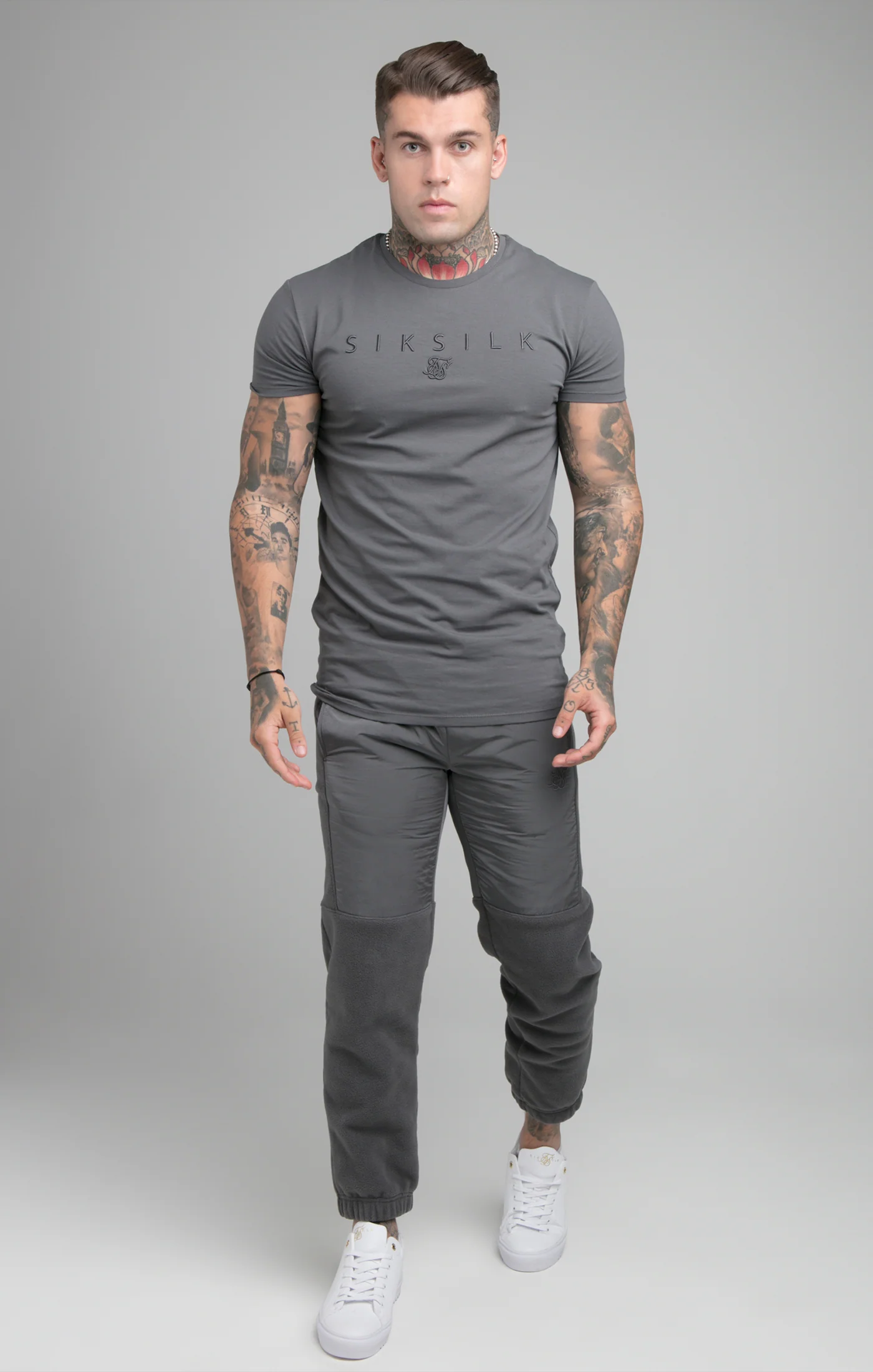 SikSilk Hybrid Pro Gym Tee - Dark Grey - Image 3