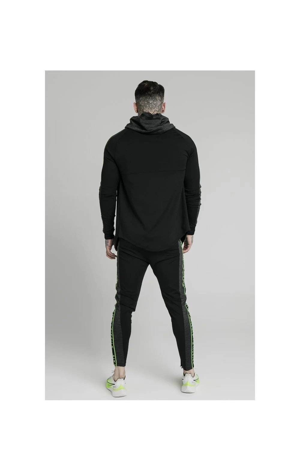 SikSilk Hyper Athlete Zip Through Hoodie - Black & Neon Fluro - Image 7