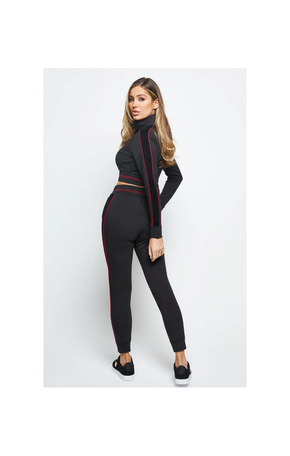 SikSilk Imperial Cropped Track Top - Black - Image 6
